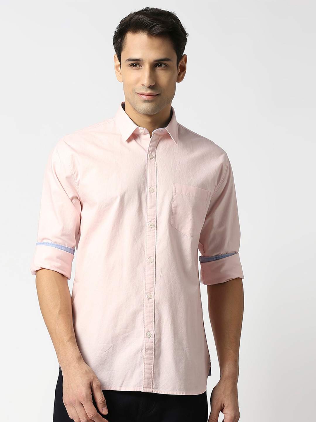 

DRAGON HILL Slim Fit Oxford Cotton Casual Shirt, Pink