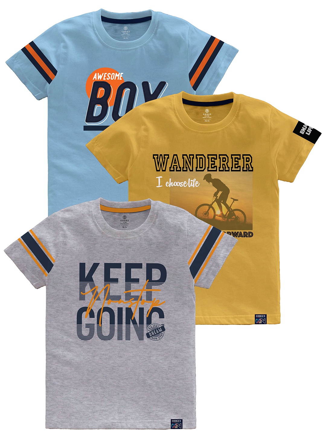 

CODEZ Boys Multicoloured Sports Printed Applique T-shirt, Multi