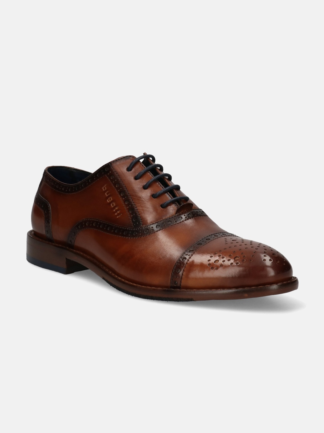 

Bugatti Men Livorno Flex Evo Cognac Leather Formal Oxford Shoes, Brown