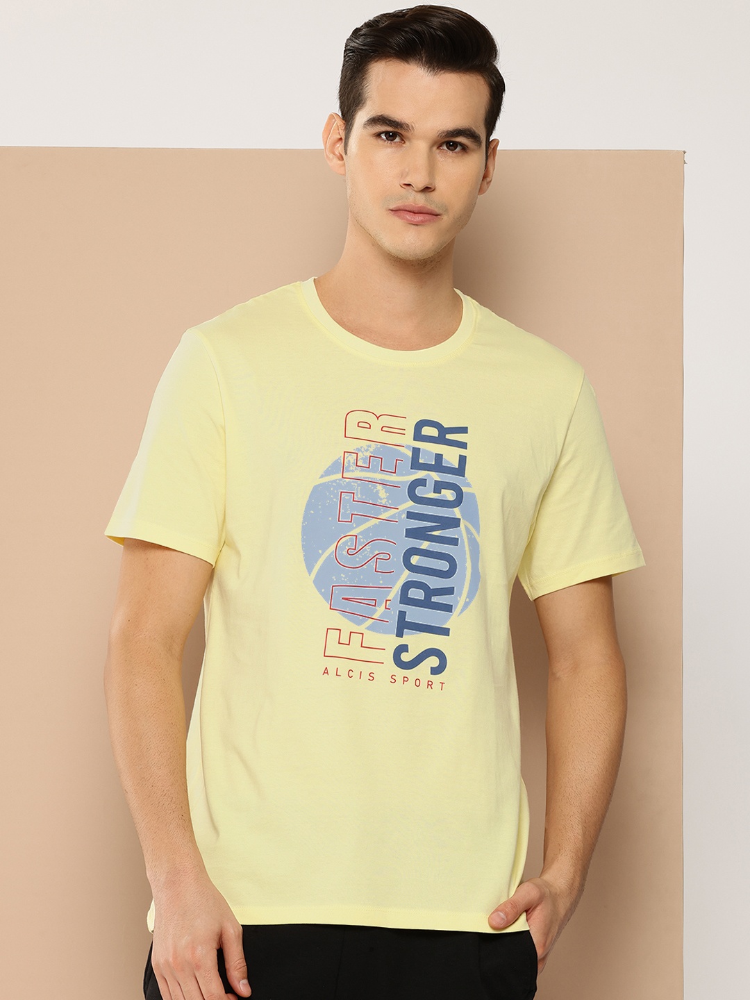 

Alcis Men Typography Printed T-shirt, Yellow