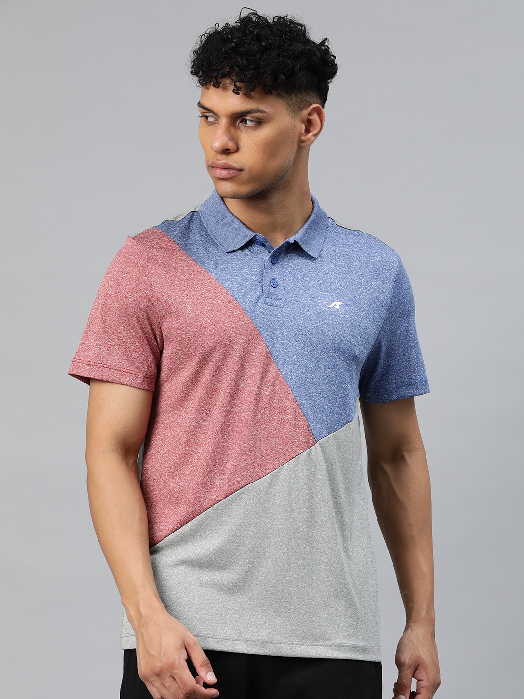 

Alcis Men Colourblocked Polo Collar Anti Static Slim Fit T-shirt, Grey