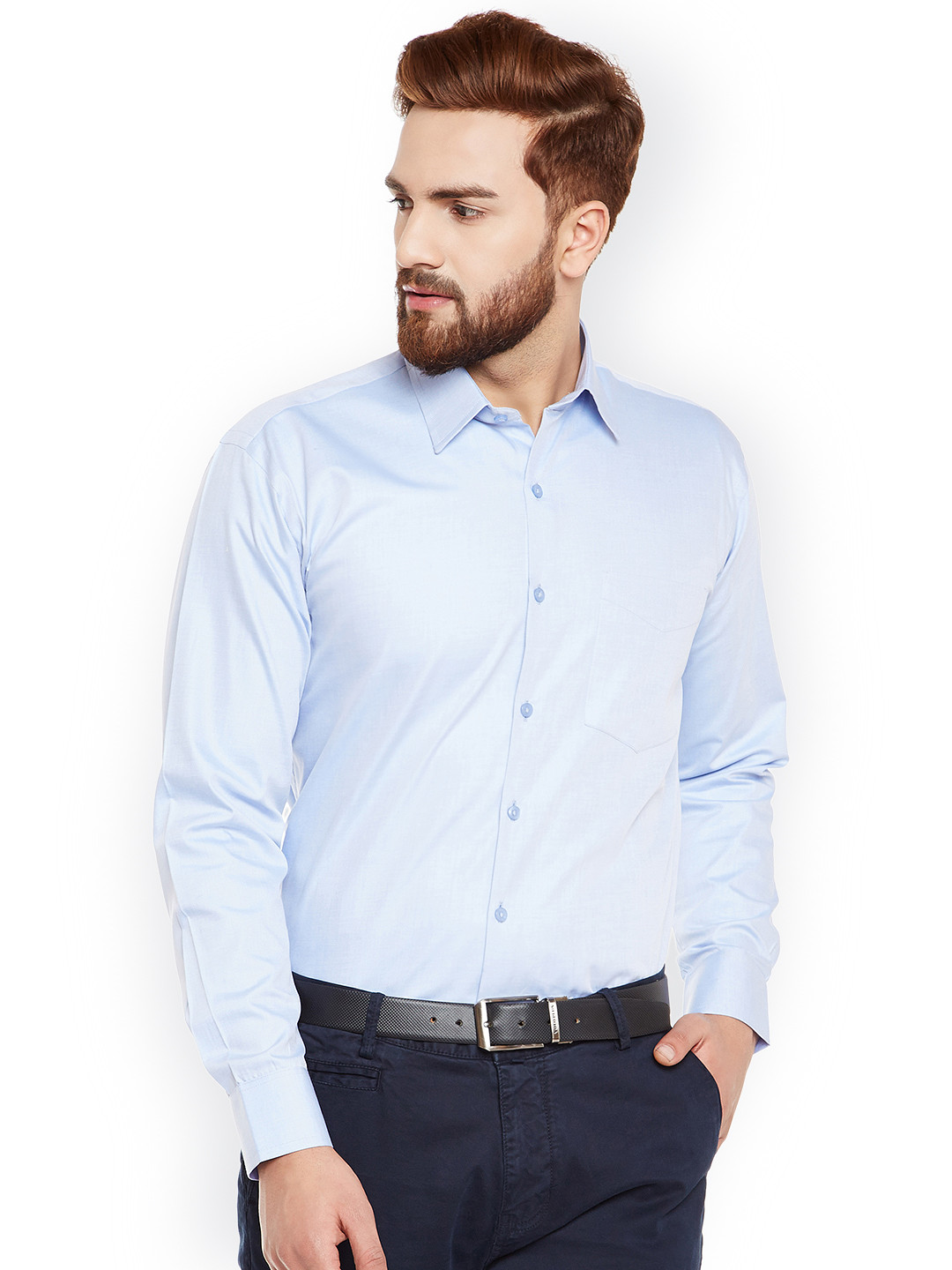 

Hancock Men Blue Regular Fit Solid Formal Shirt