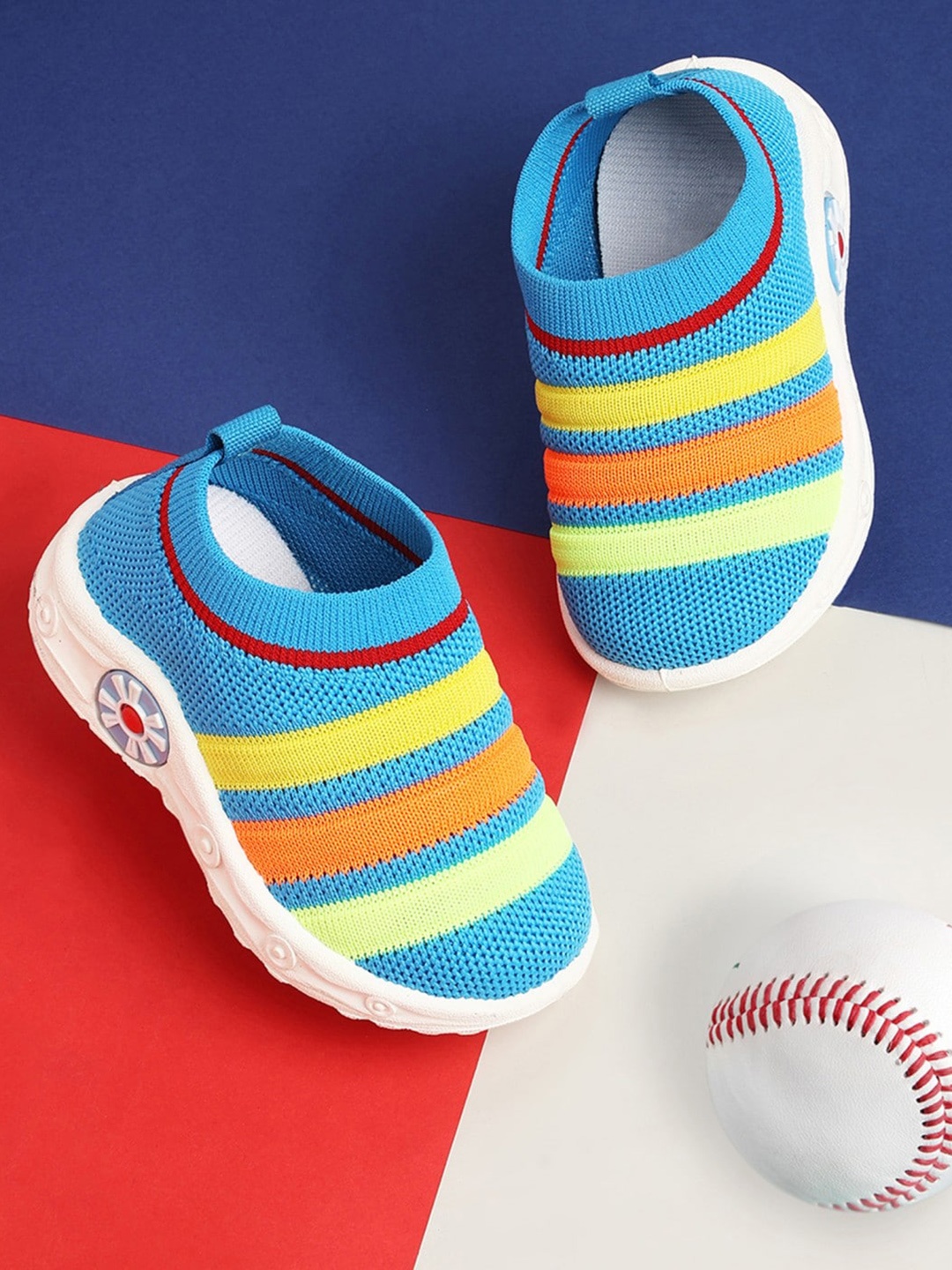 CHiU Infants Striped Lightweight Slip-On Sneakers, Blue