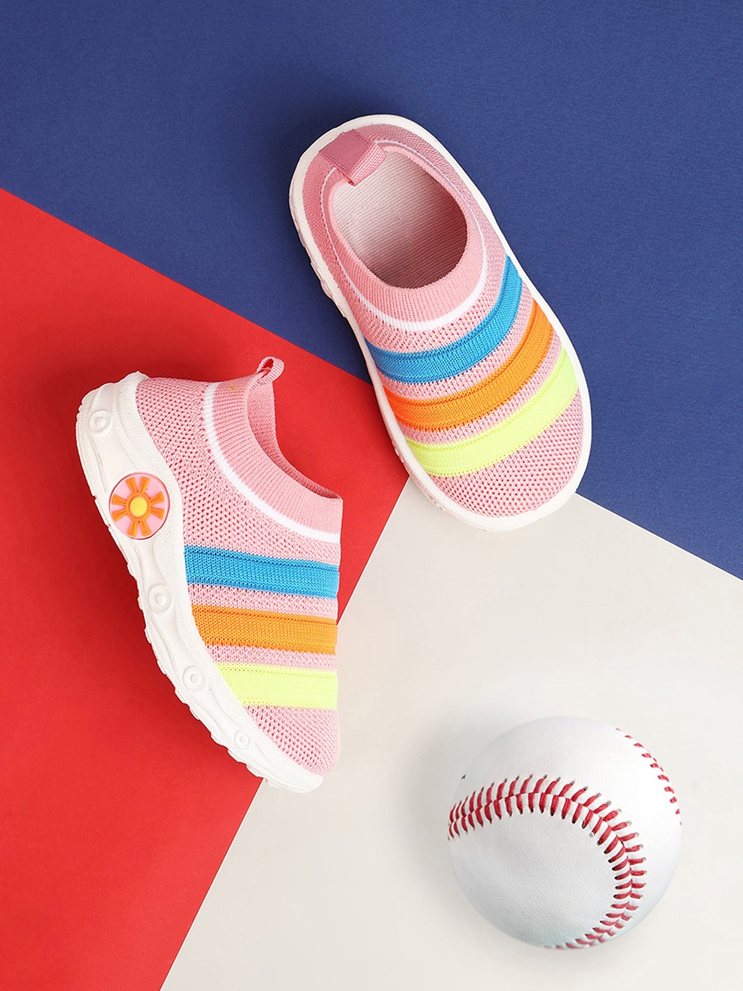 

CHiU Infants Striped Lightweight Slip On Sneakers, Pink