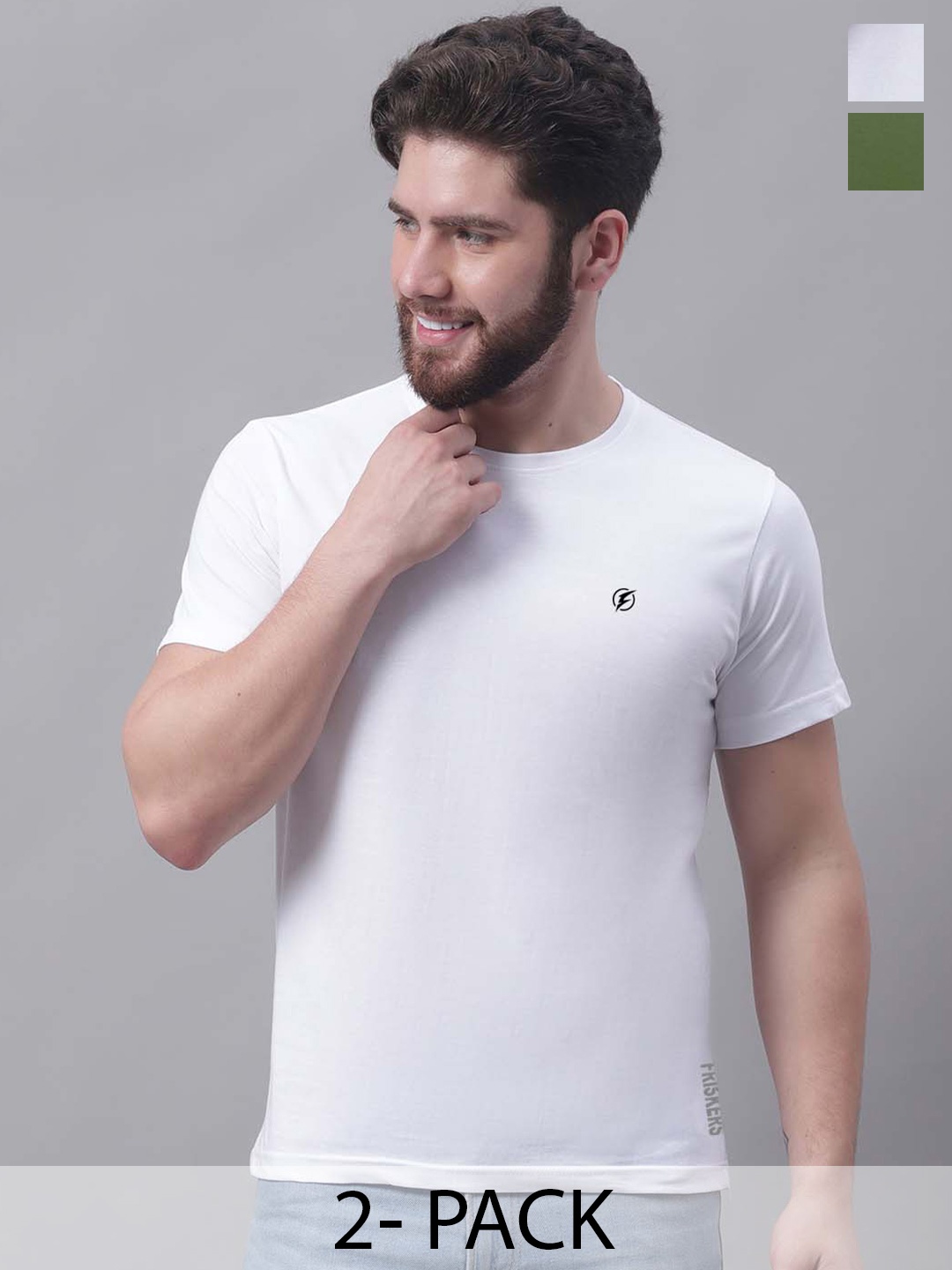 

Friskers Men White 2 V-Neck Pockets Slim Fit T-shirt