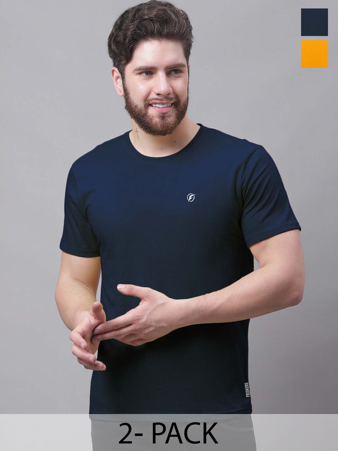 

Friskers Men Navy Blue 2 Pockets Slim Fit T-shirt