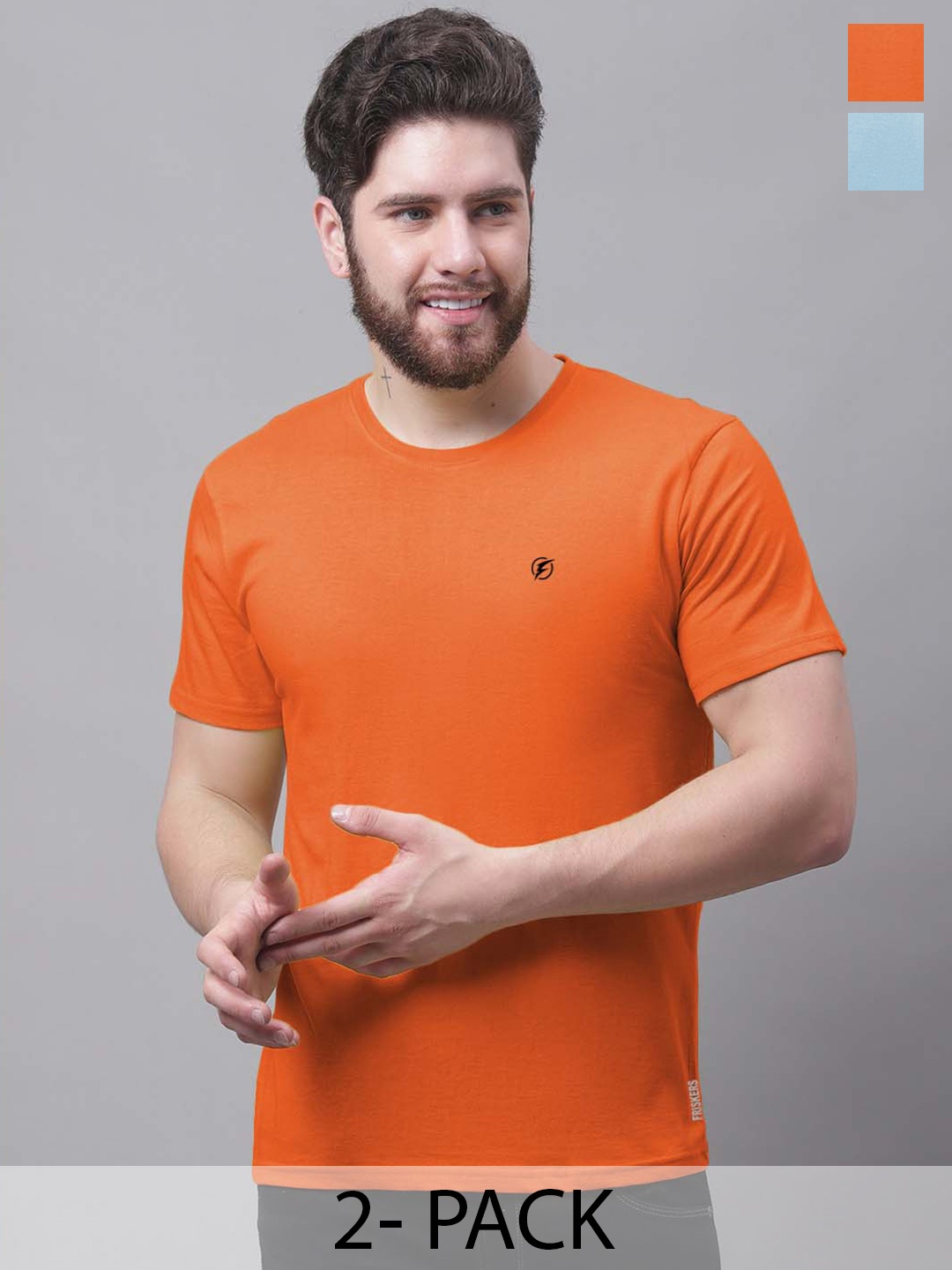 

Friskers Men Orange 2 Pockets Slim Fit T-shirt