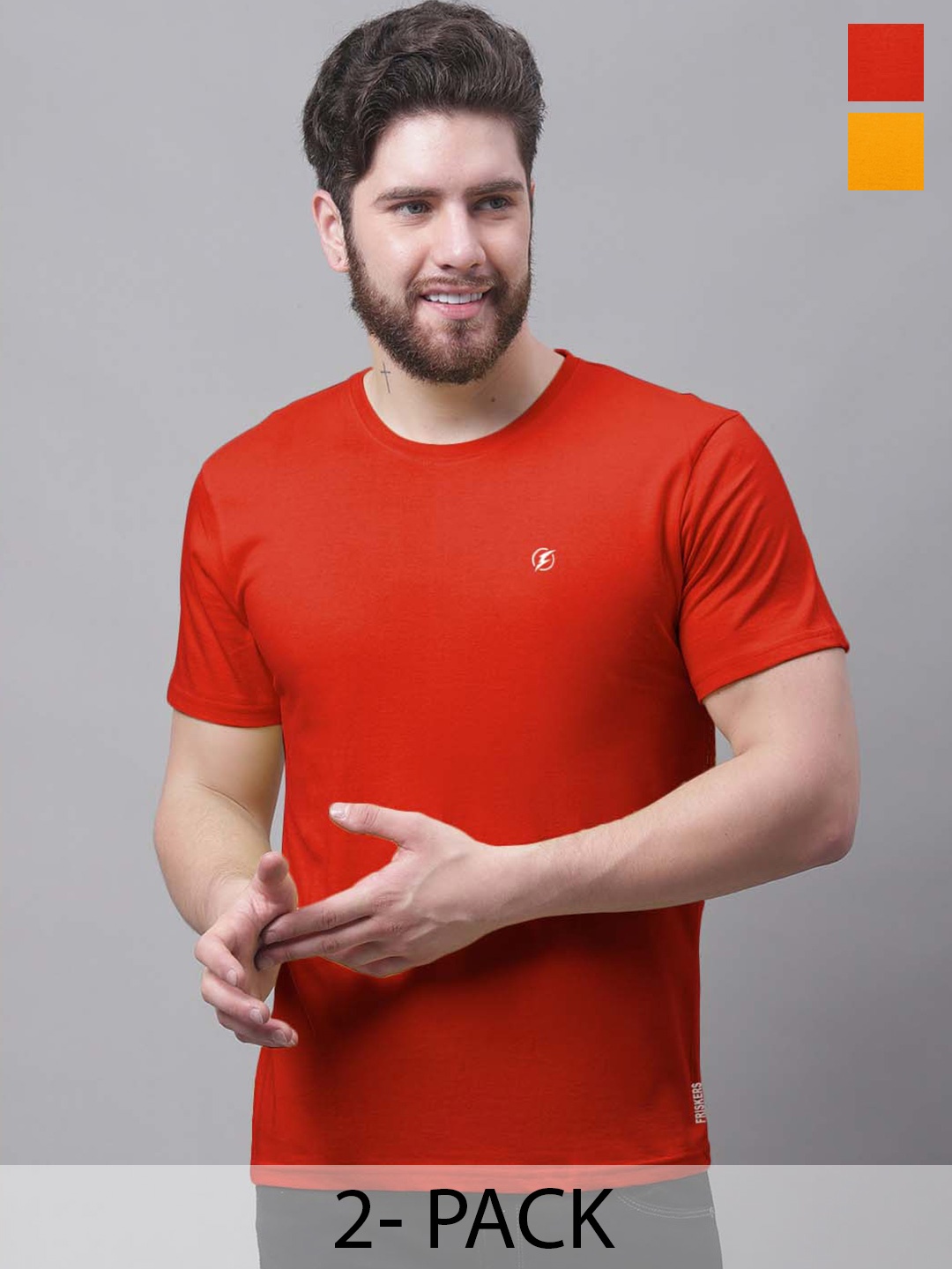 

Friskers Men Red 2 Pockets Slim Fit T-shirt