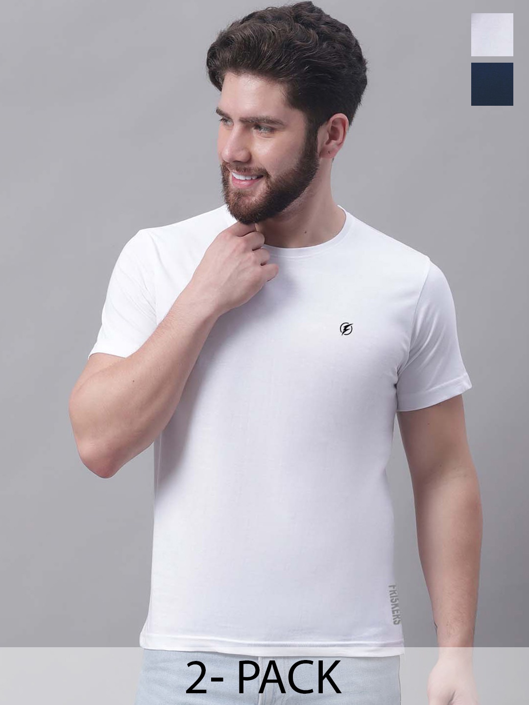 

Friskers Men White 2 V-Neck Pockets Slim Fit T-shirt