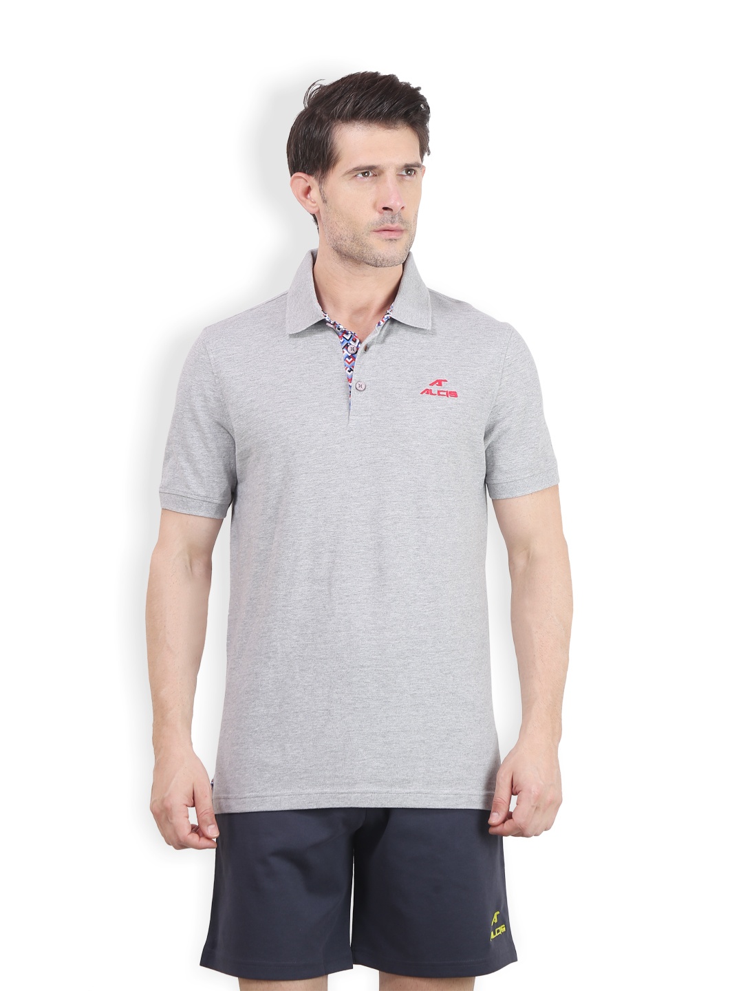 

Alcis Men Grey Solid Polo Collar T-shirt