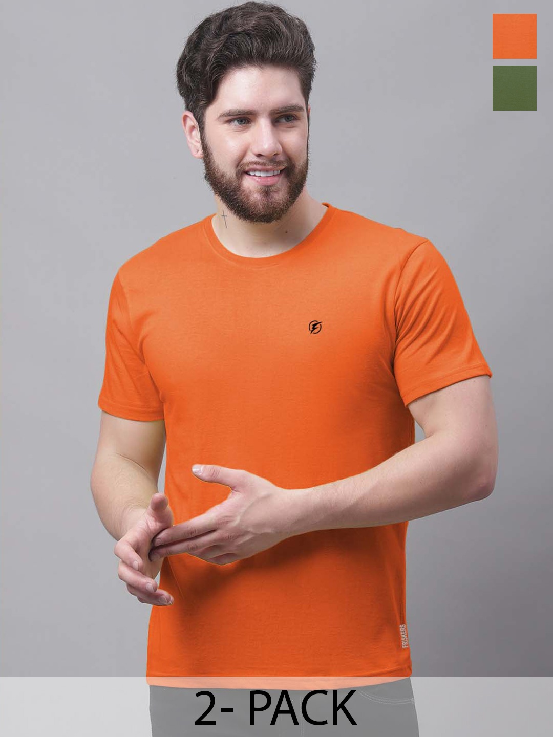 

Friskers Men Orange 2 Pockets Slim Fit T-shirt
