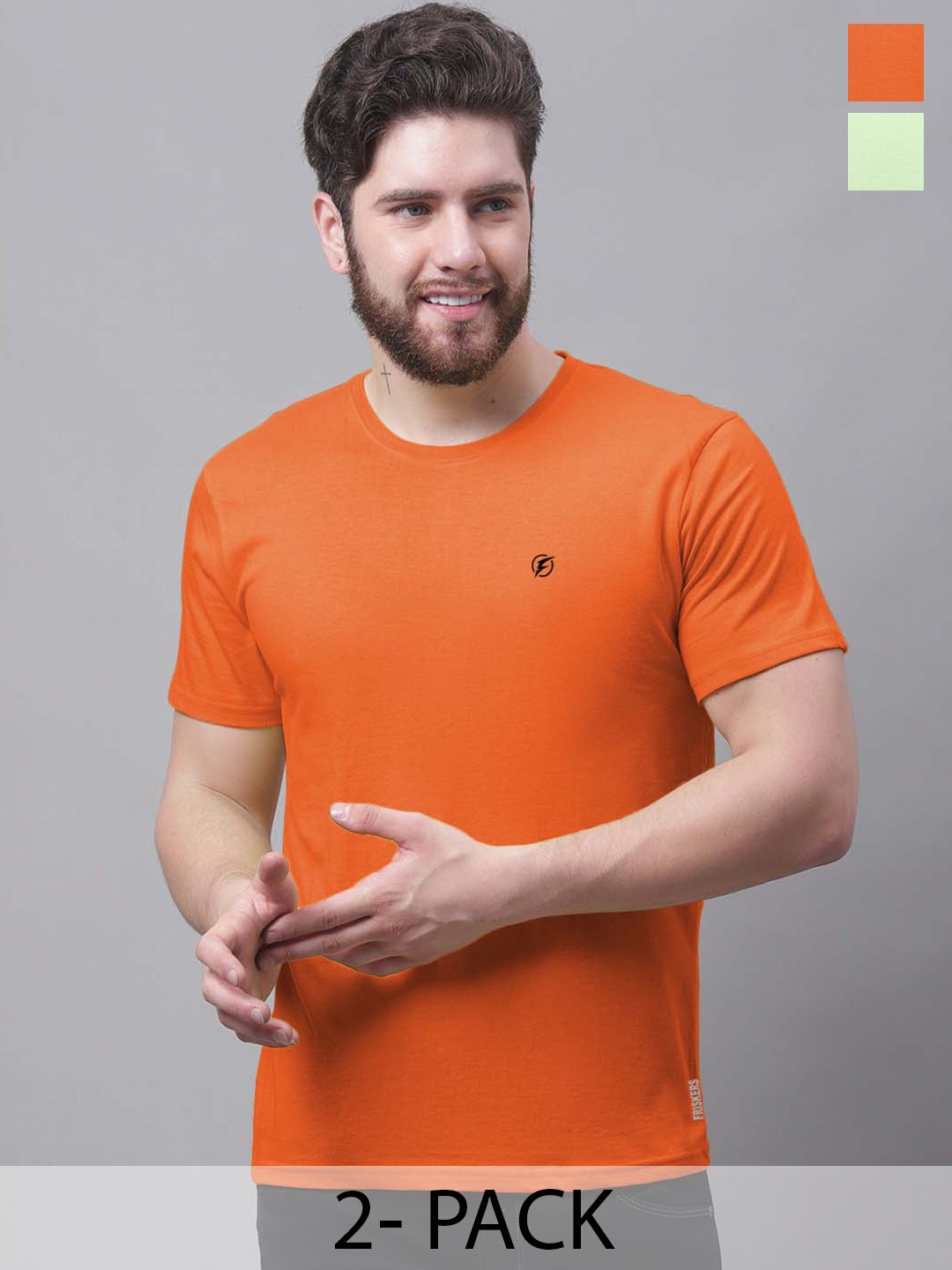 

Friskers Men Orange 2 Pockets Slim Fit T-shirt