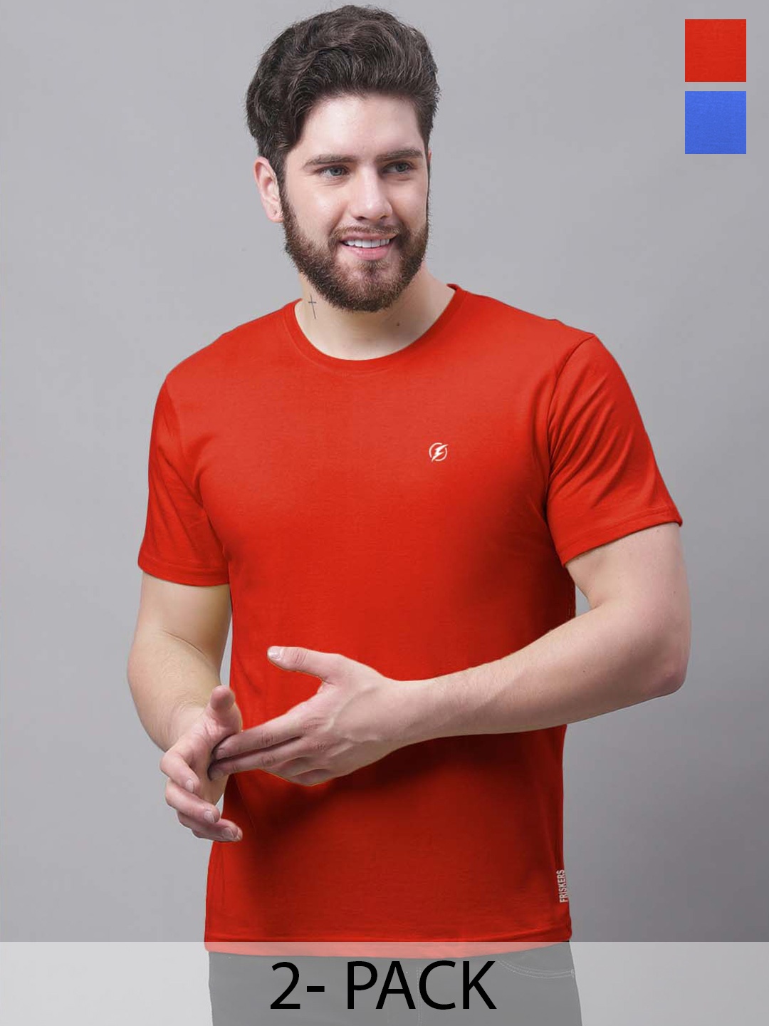 

Friskers Men Red 2 Pockets Slim Fit T-shirt