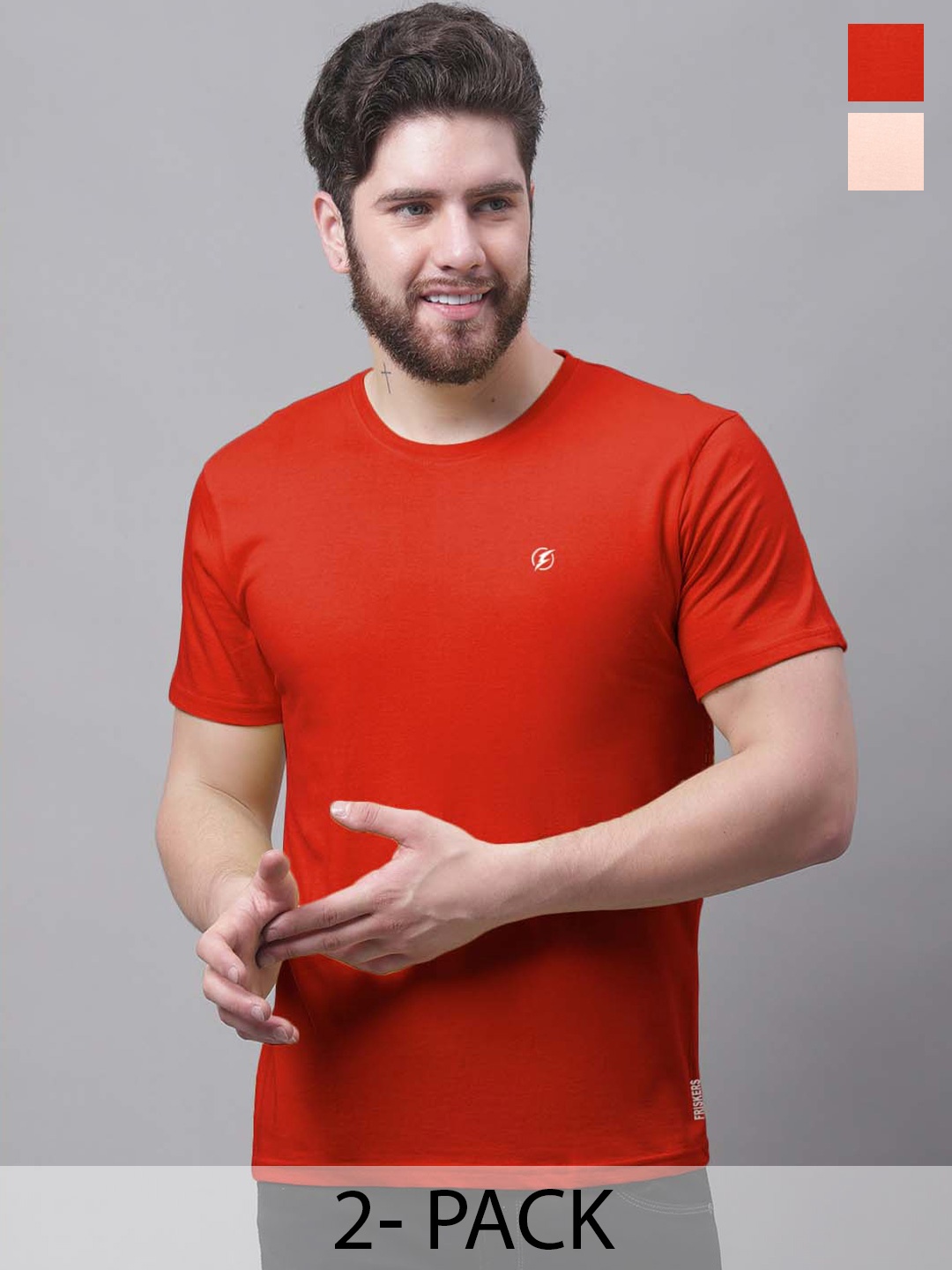 

Friskers Men Red 2 Pockets Slim Fit T-shirt