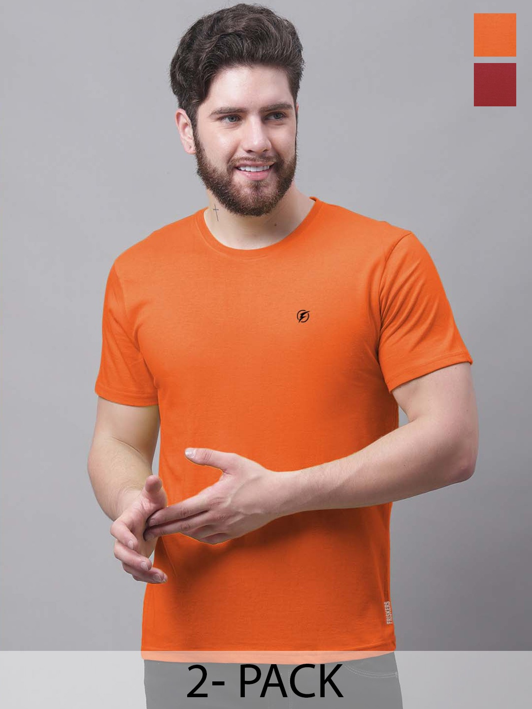 

Friskers Men Orange 2 Pockets Slim Fit T-shirt