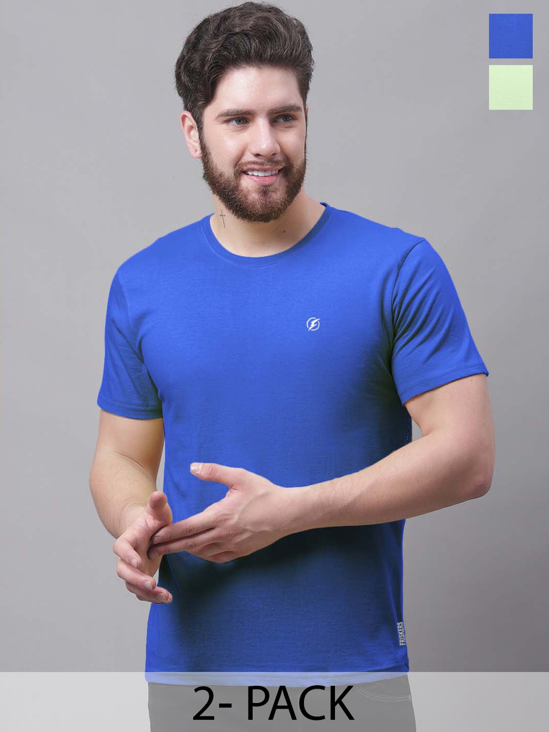 

Friskers Men Blue 2 Pockets Slim Fit T-shirt