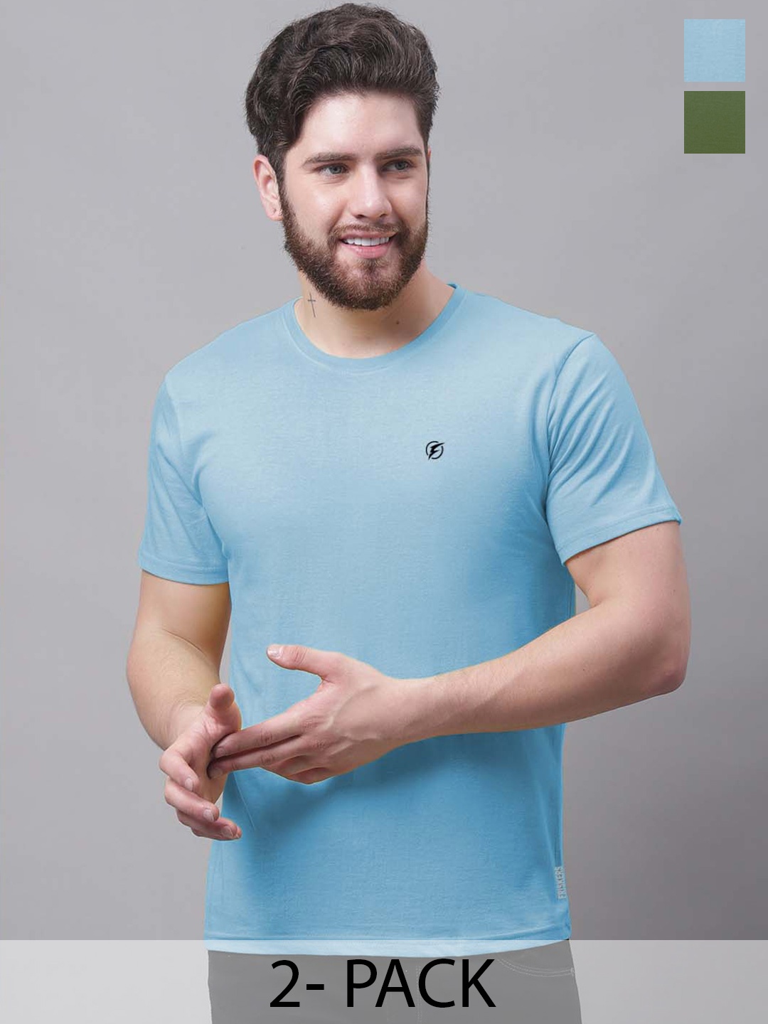 

Friskers Men Turquoise Blue 2 Pockets Slim Fit T-shirt