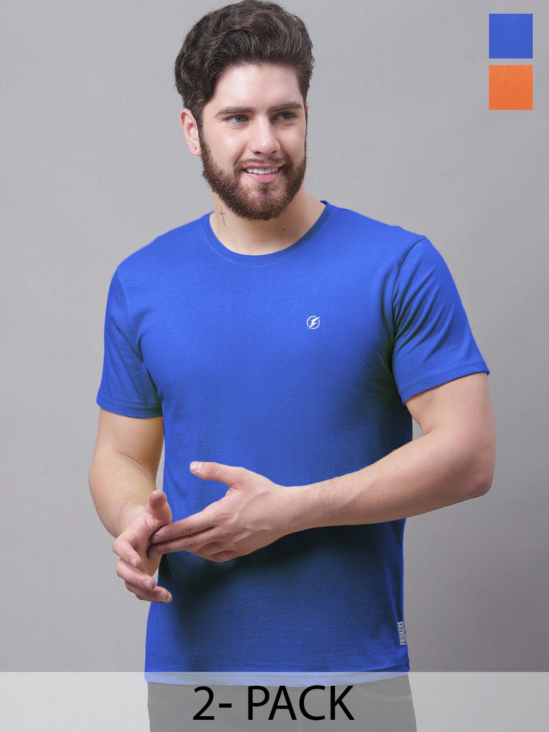 

Friskers Men Blue 2 Pockets Slim Fit T-shirt