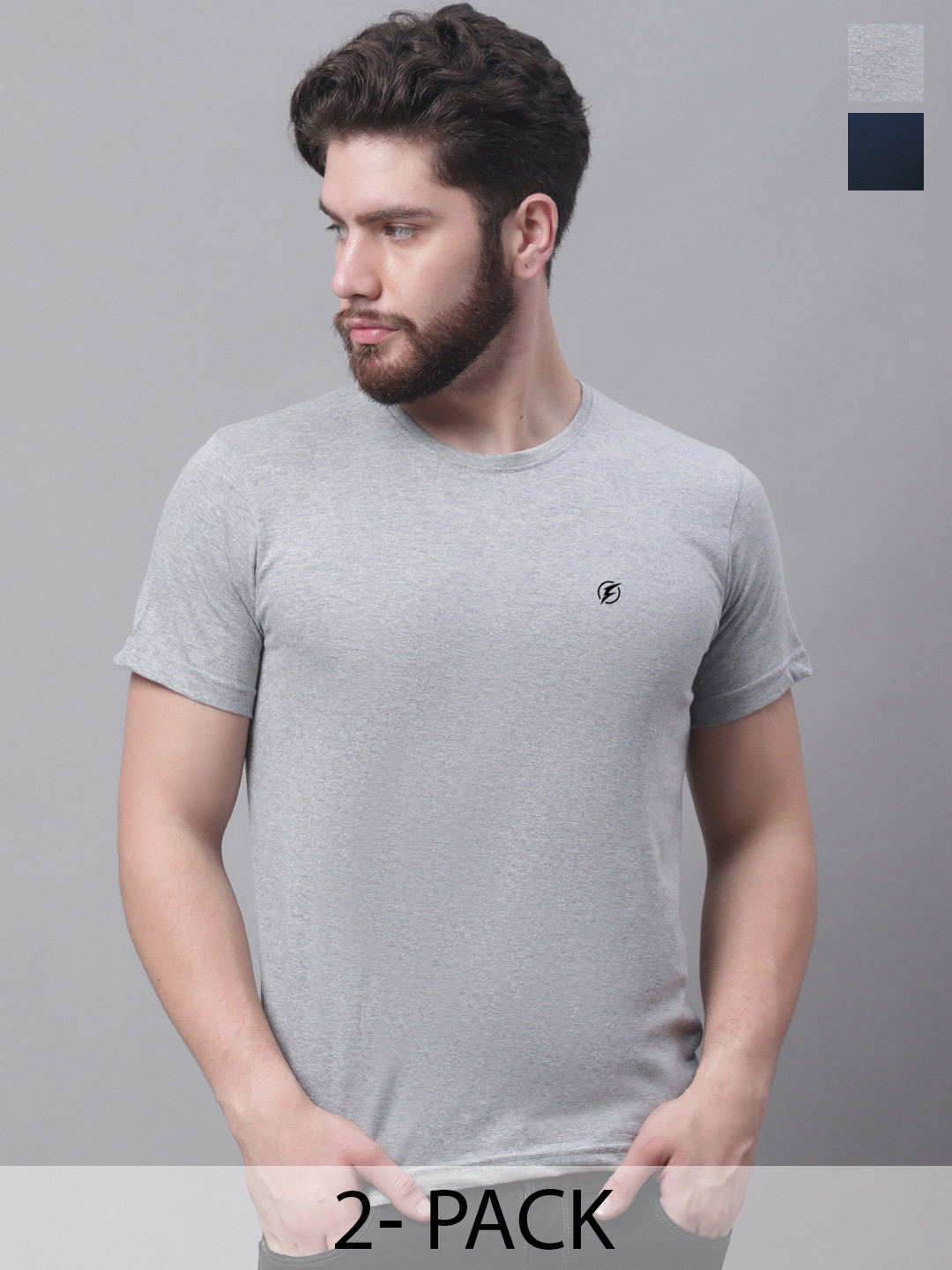 

Friskers Men Grey 2 V-Neck Pockets Slim Fit T-shirt