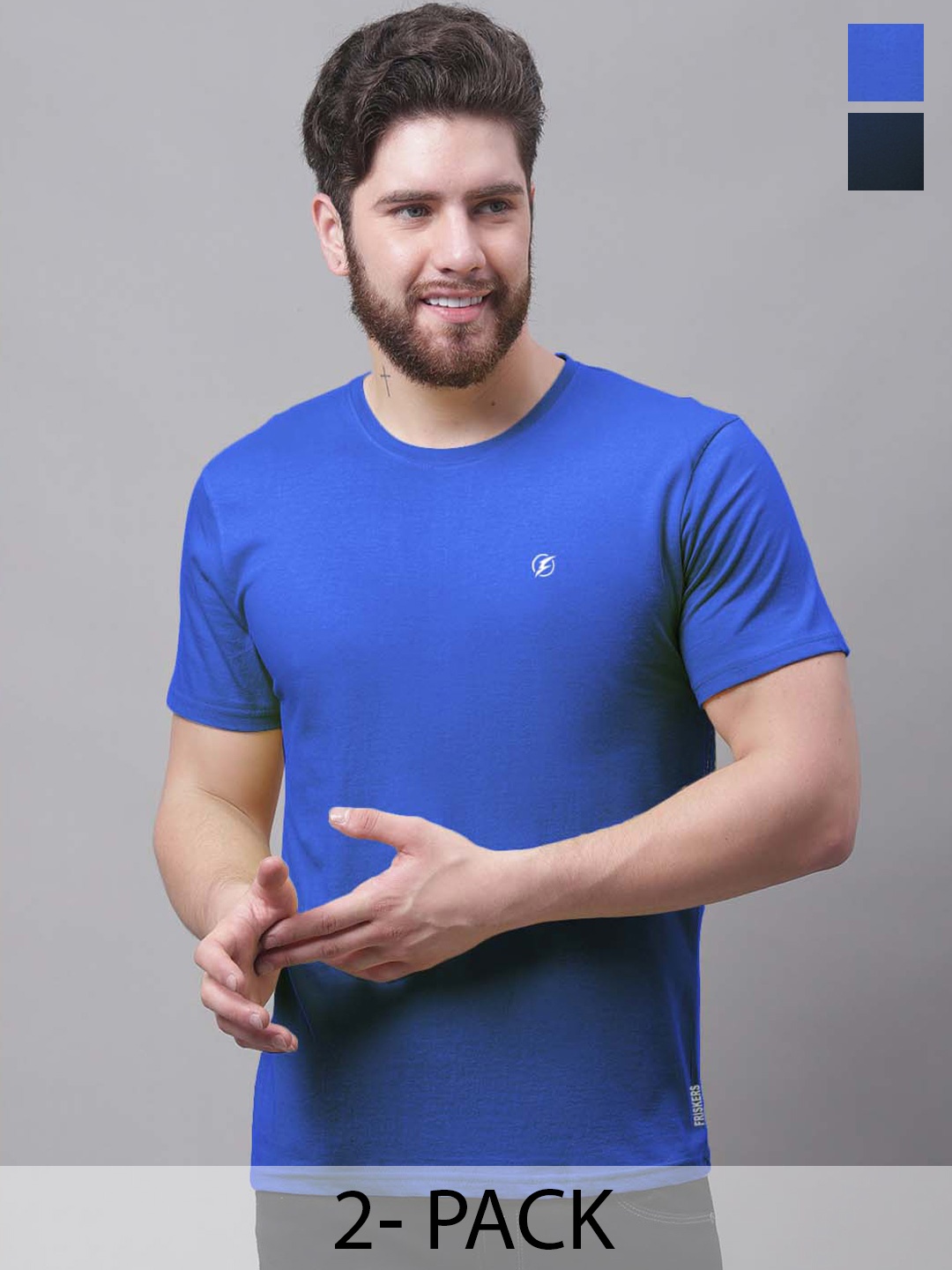 

Friskers Men Blue 2 Pockets Slim Fit T-shirt