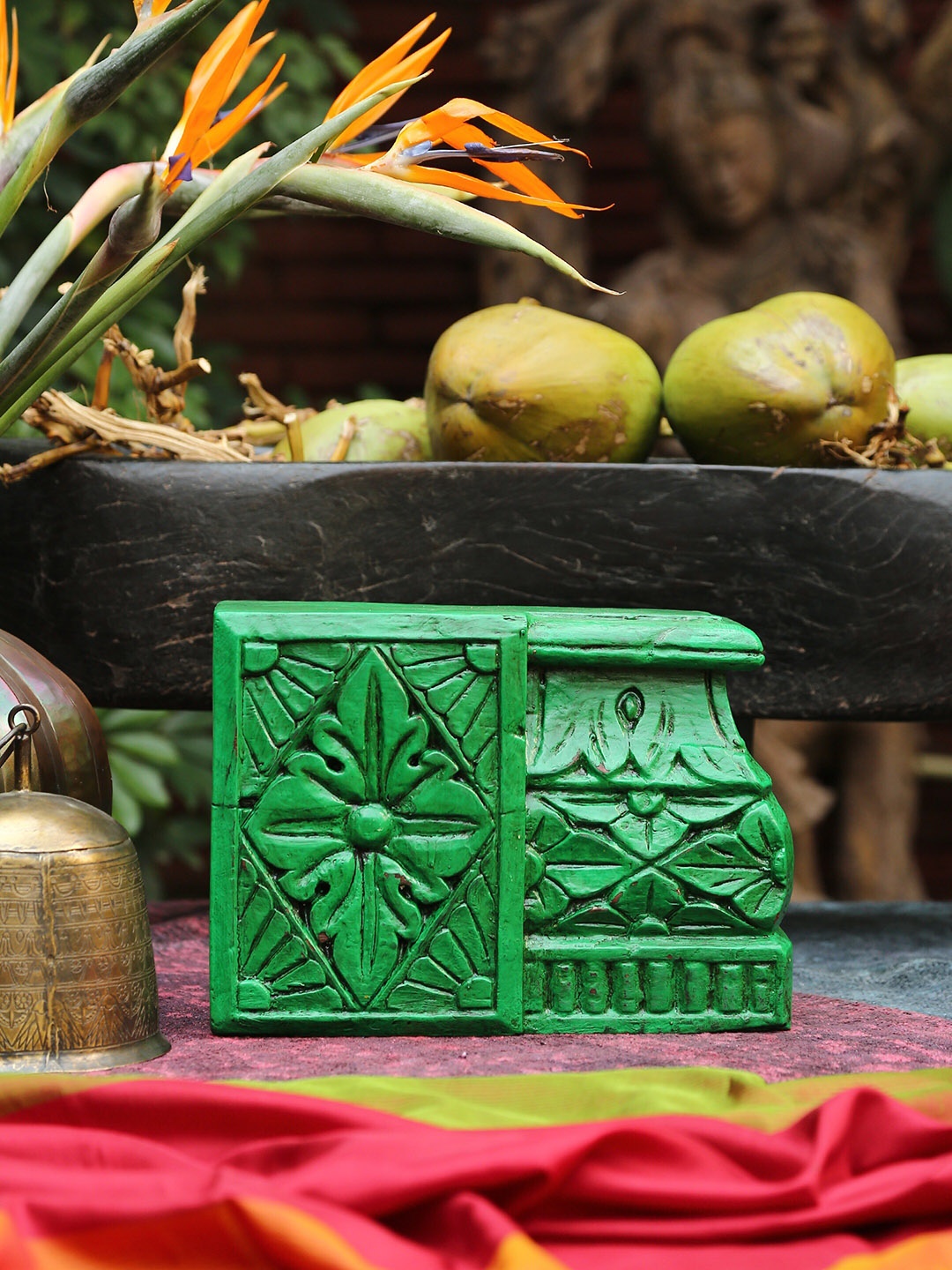 

Amoliconcepts Revive Green Carved Vintage Showpiece