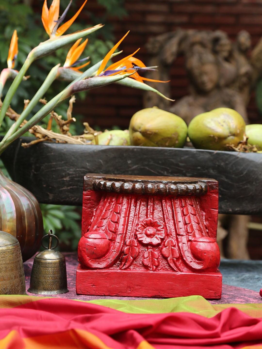 

Amoliconcepts Revive Red Carved Wooden Showpiece