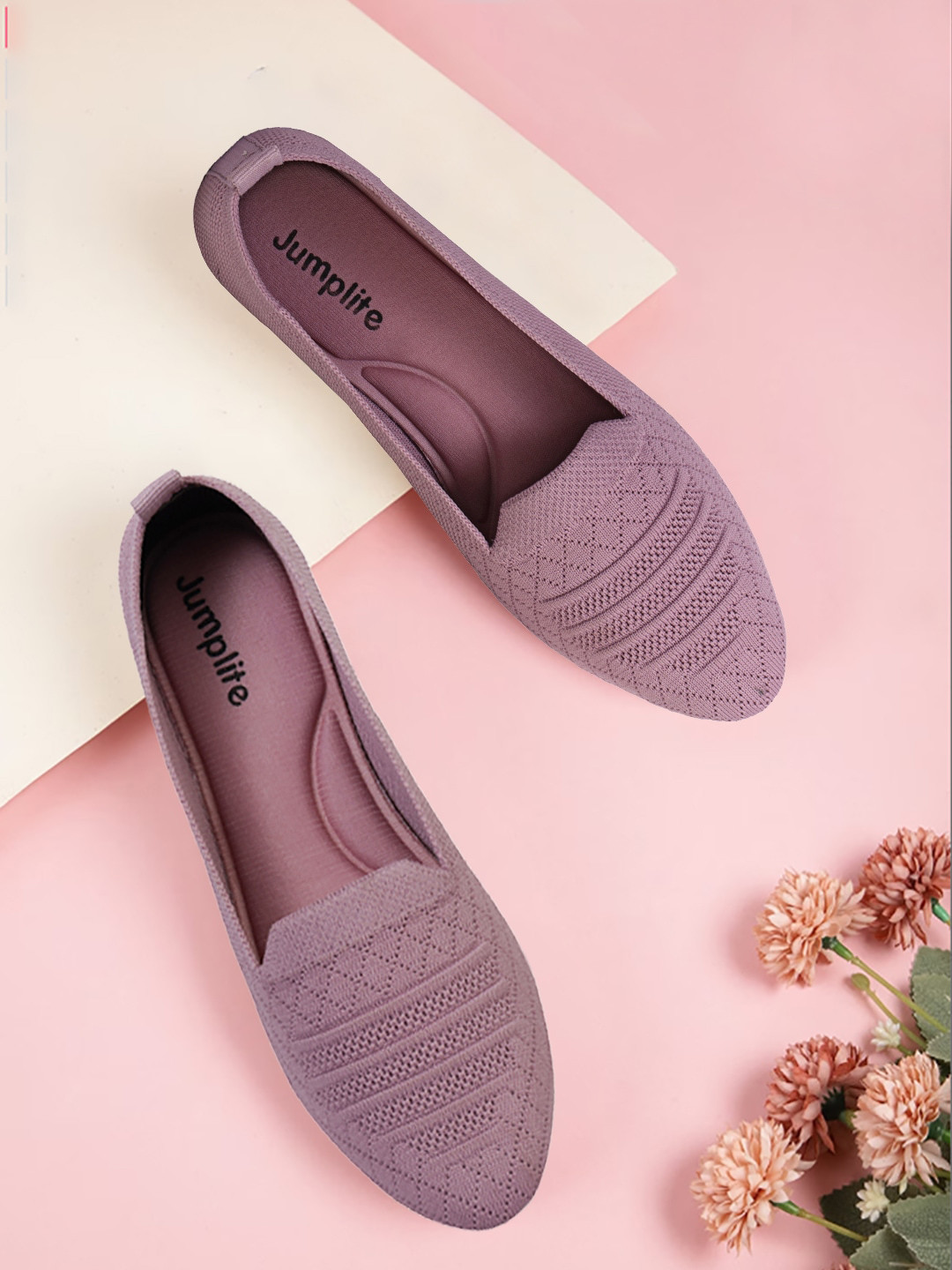 

JUMPLITE Textured Fabric Ballerinas, Lavender