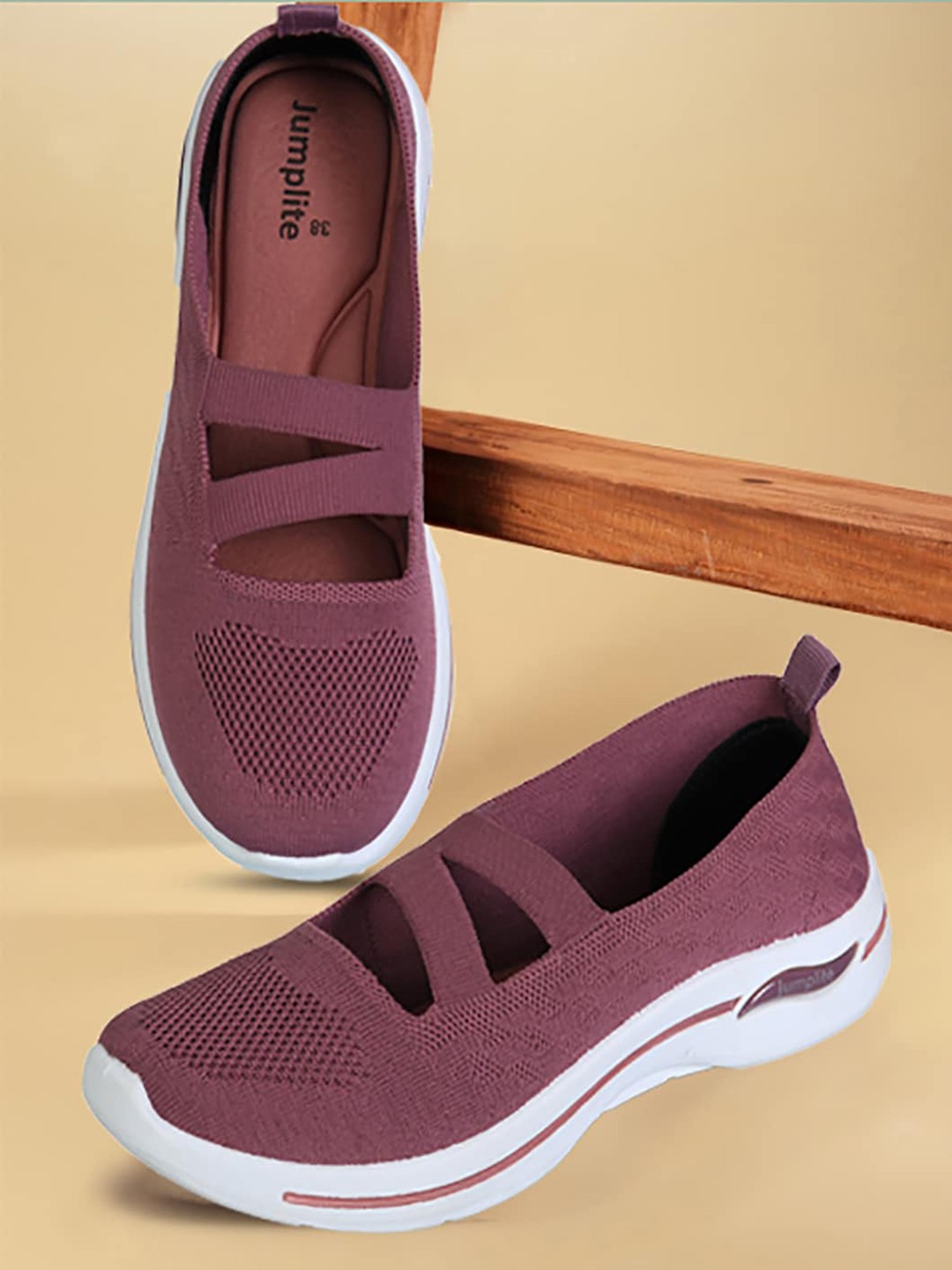 

JUMPLITE Women Woven Design Lightweight Slip-On Sneakers, Purple