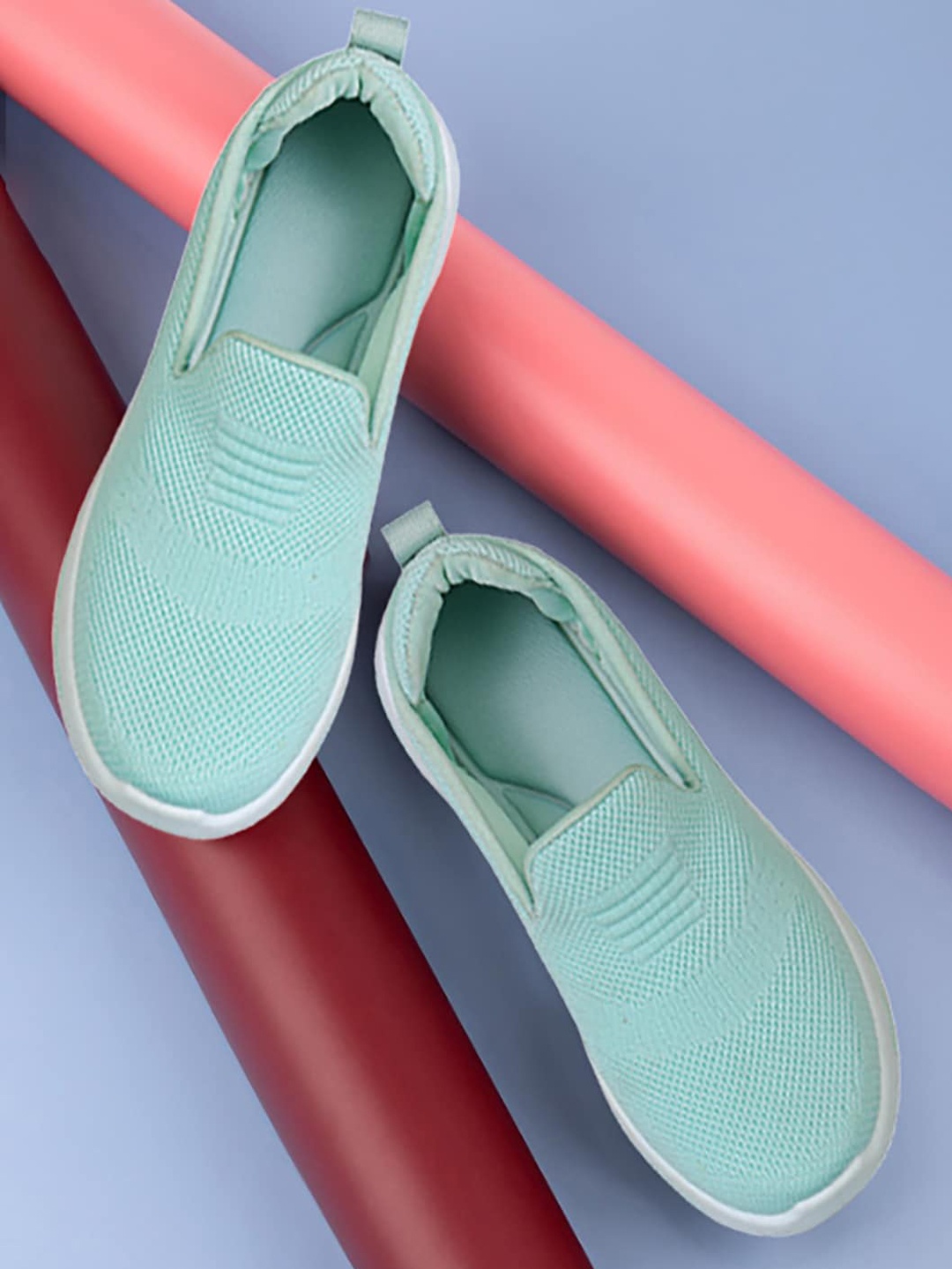 

JUMPLITE Women Woven Design Lightweight Slip-On Sneakers, Sea green
