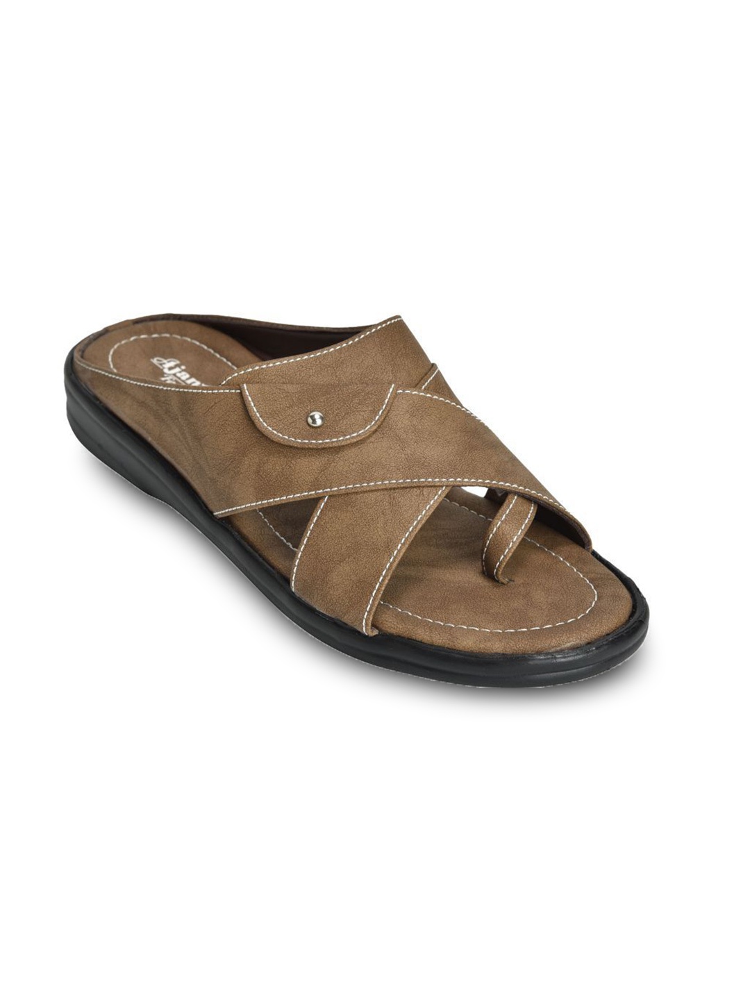 

Ajanta Men Textured Comfort Sandals, Tan