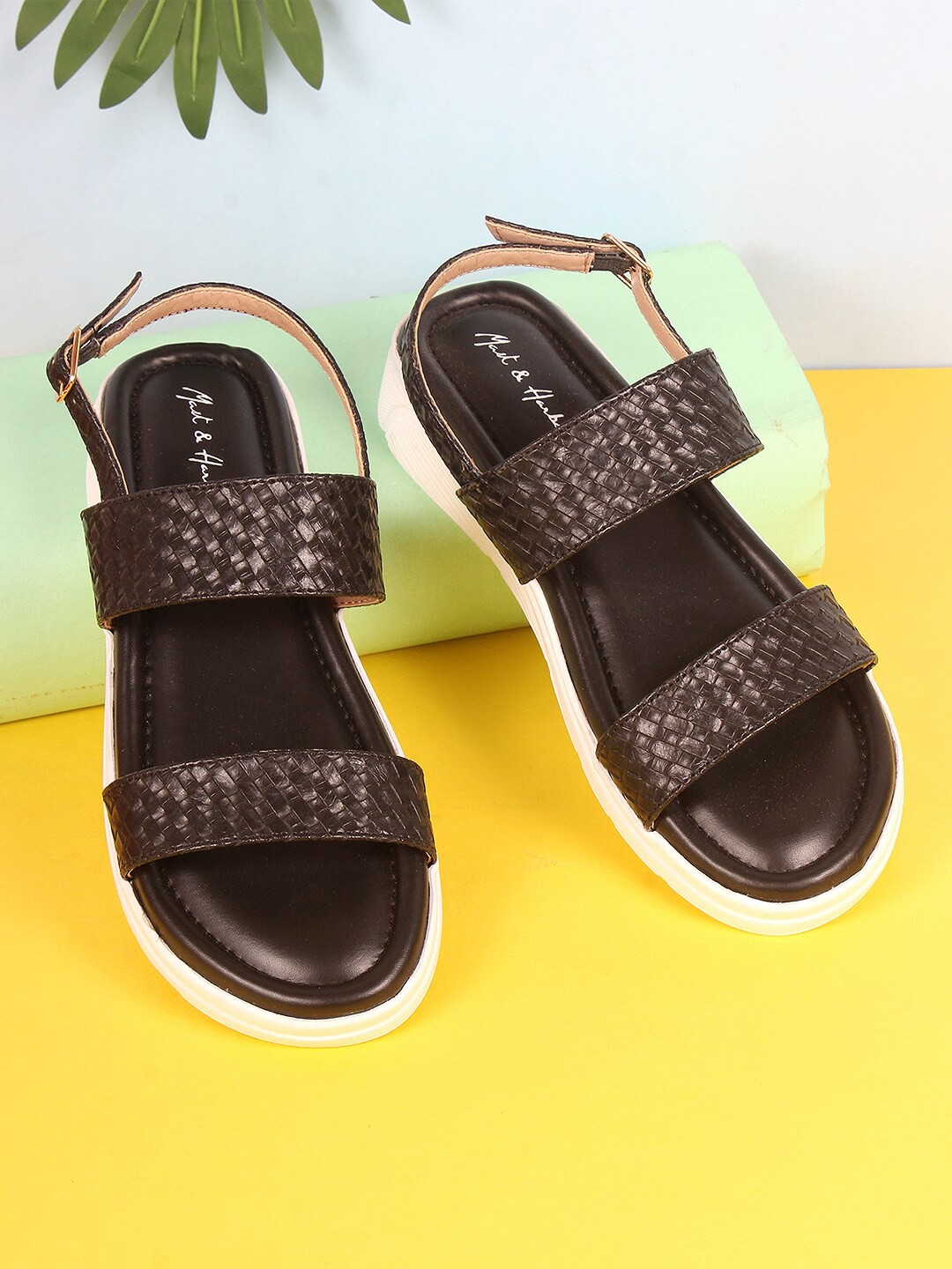 

Mast & Harbour Black And White Textured Comfort Heels