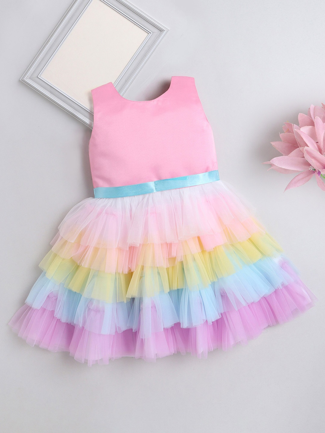 

The Magic Wand Girls Layered Fit & Flare Dress, Pink