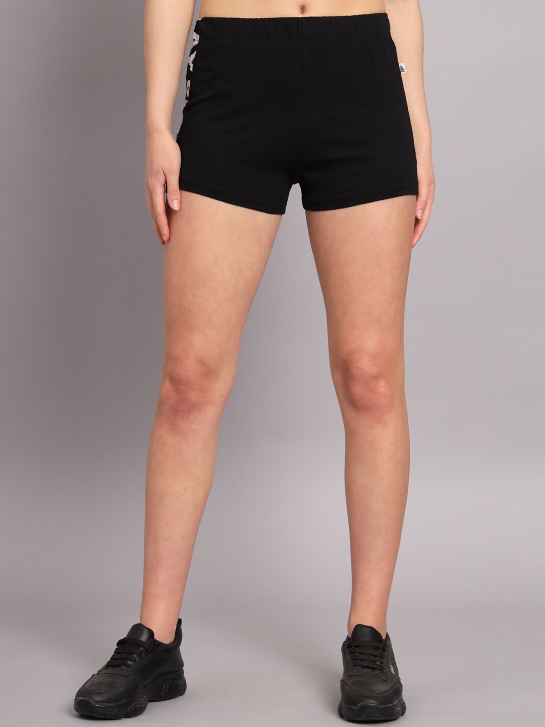 

The Dry State Women Black Typography Printed Cotton Shorts