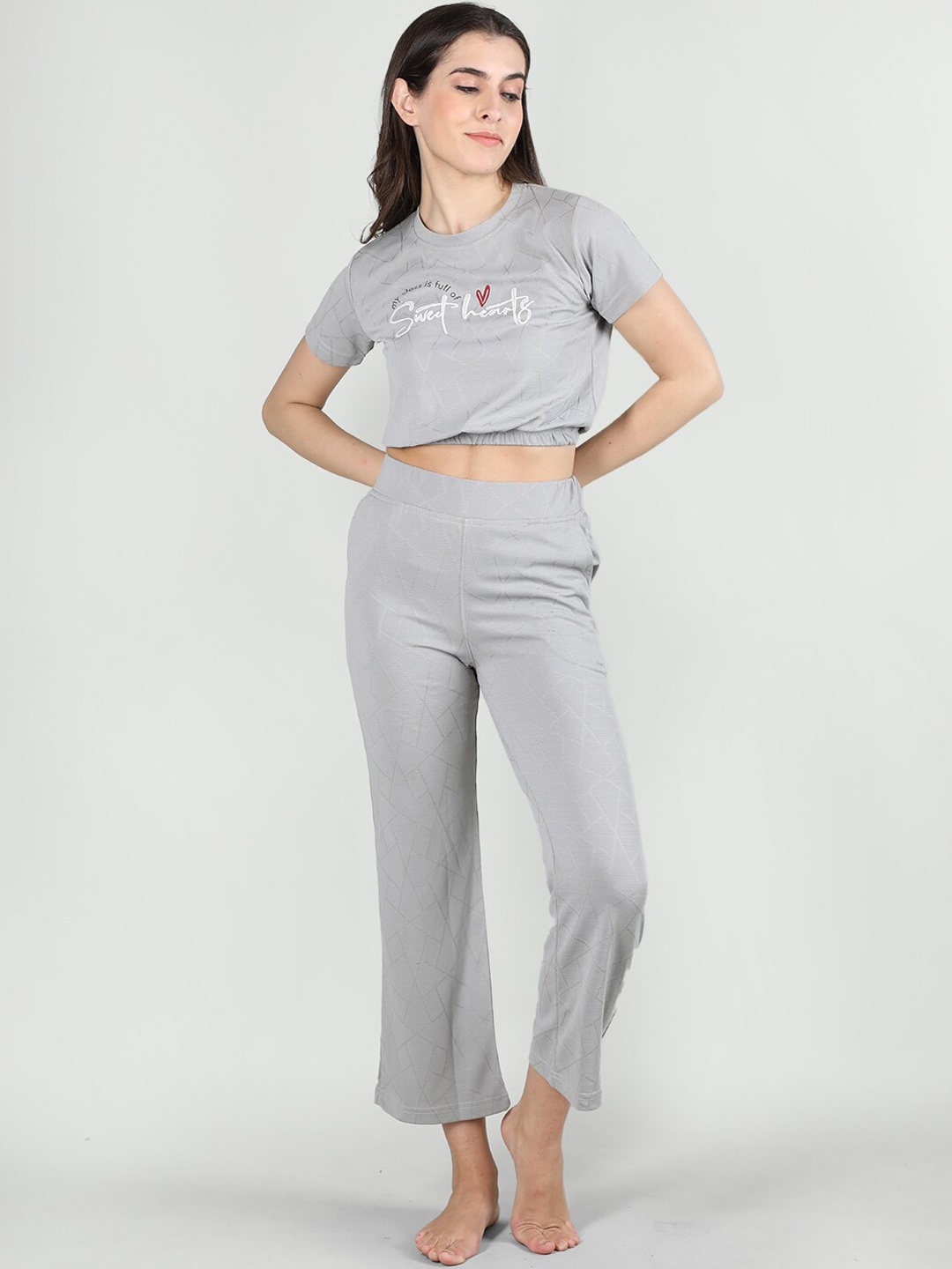 

Duchess Women Printed Pyjama Set, Grey