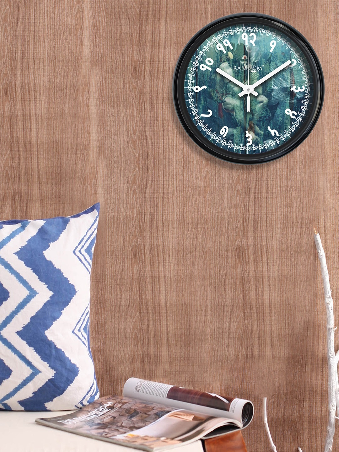 

RANDOM Teal & Black Handcrafted Round Textured Analogue Wall Clock