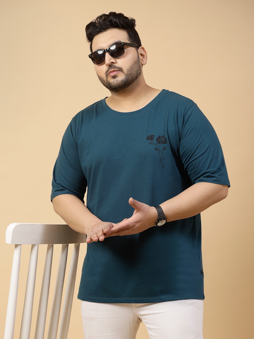 

Rigo Printed Oversized Drop Shoulder Sleeves Pure Cotton Sports T-shirt, Teal