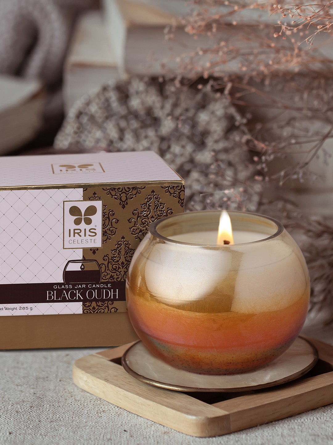 

IRIS CELESTE Amber White Matka Candle With Oudh & Madhina Star