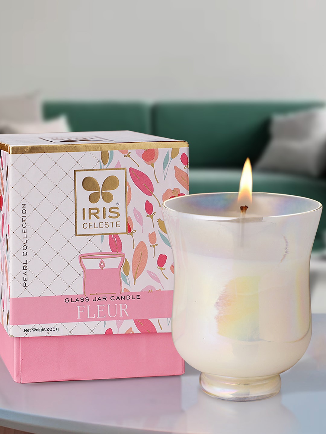 

IRIS CELESTE Pearl White Hurricane Candle