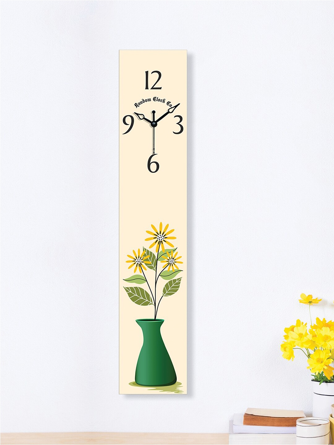 

RANDOM Cream-Coloured & Green Printed Natural Art Contemporary Rectangle Wall Clock