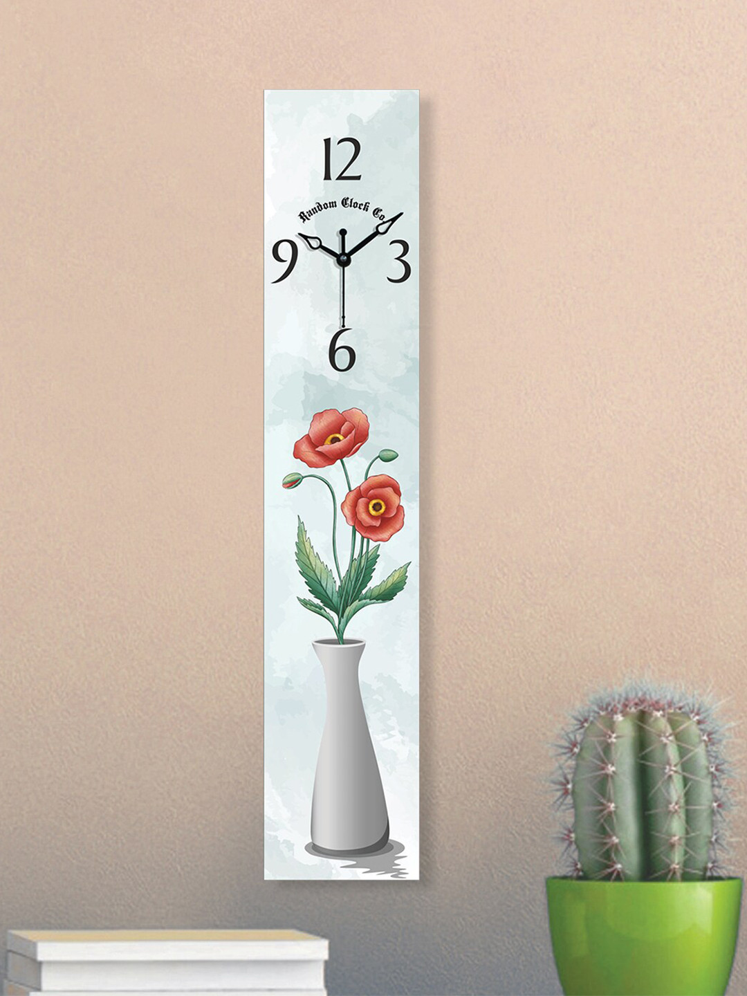 

RANDOM White & Red Flowers Printed Contemporary Rectangle Wall Clock