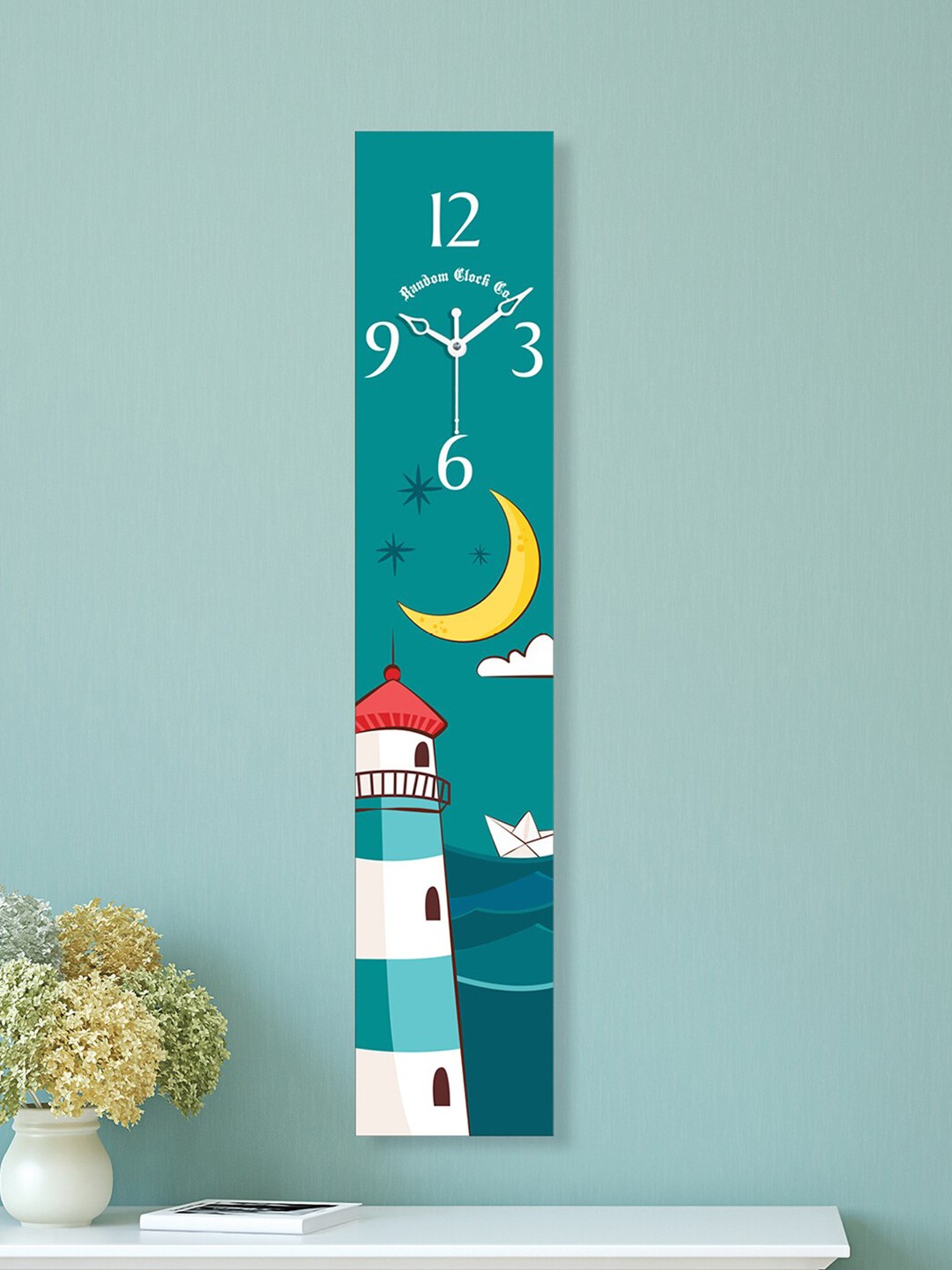 

RANDOM Green & White Night Moon Printed Contemporary Rectangle Wall Clock