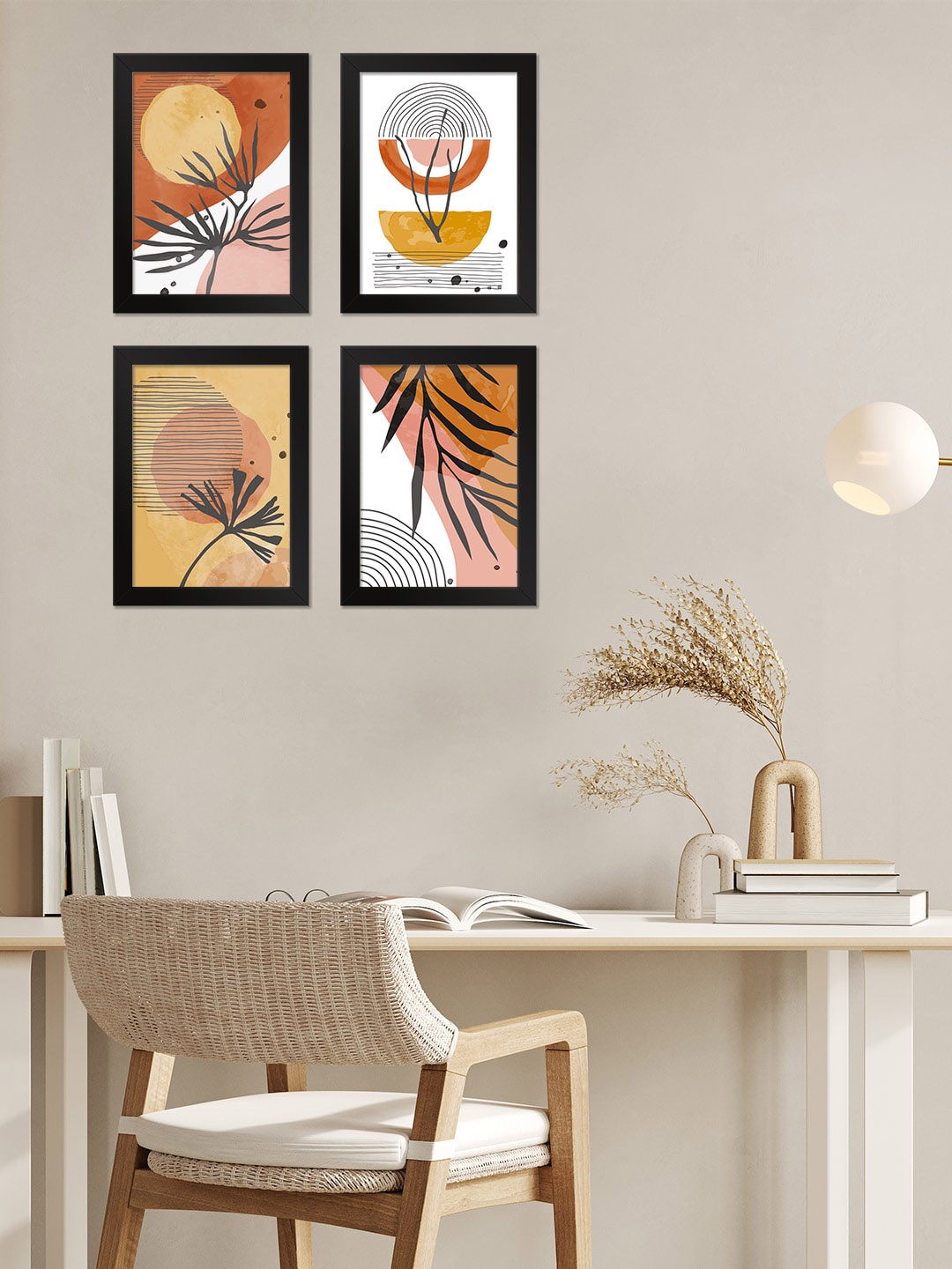 

PAPER PLANE DESIGN White & Black 4 Pieces Printed Wall Photo Frame