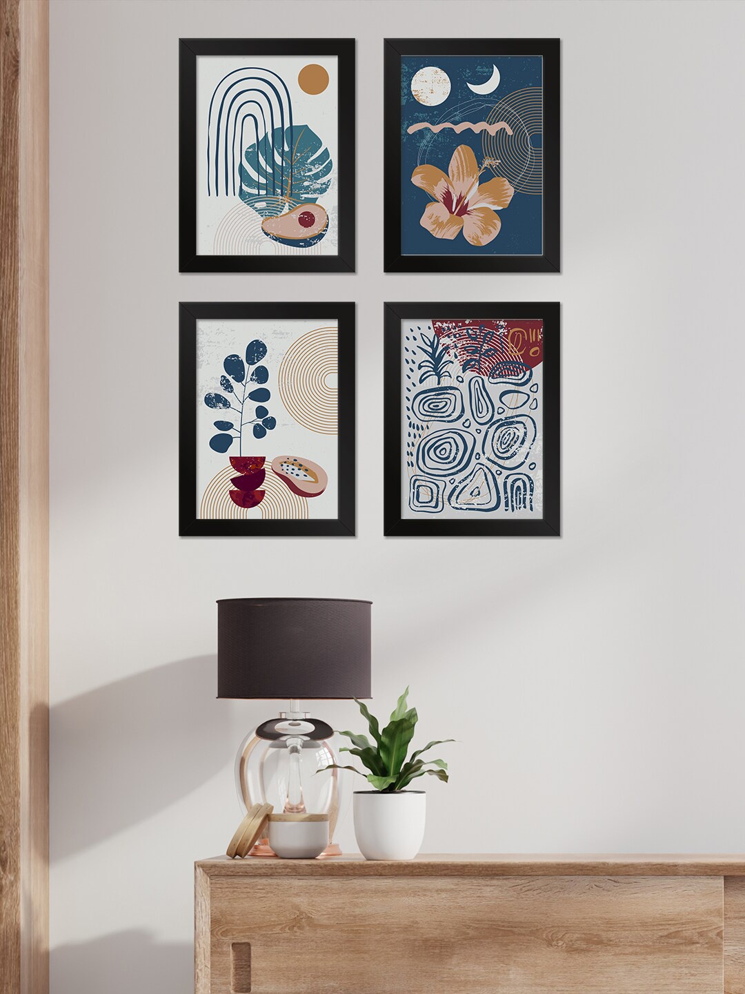 

PAPER PLANE DESIGN Navy Blue & White 4 Pieces Printed Wall Photo Frame