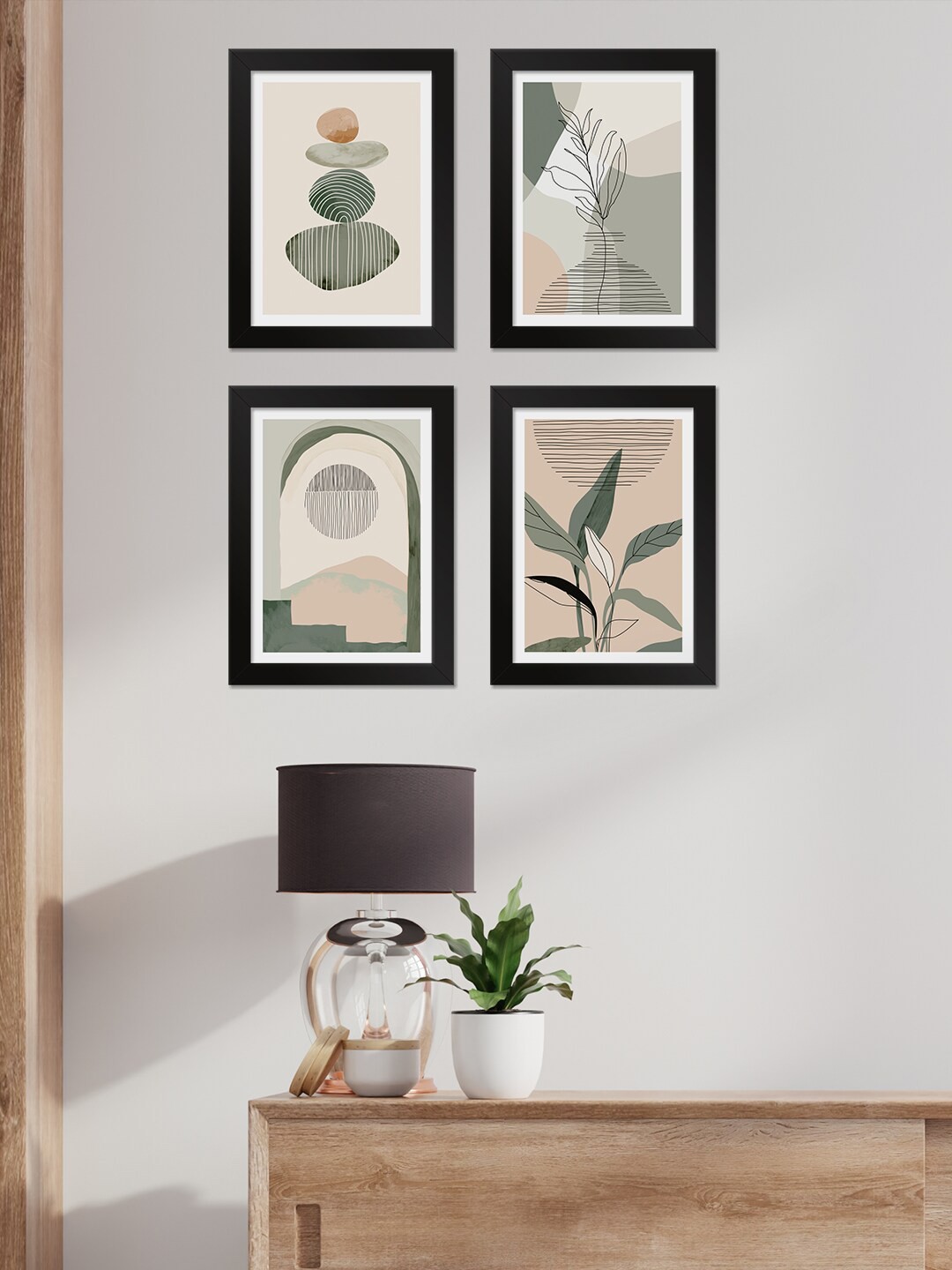 

PAPER PLANE DESIGN White & Black 4 Pieces Printed Wall Photo Frame