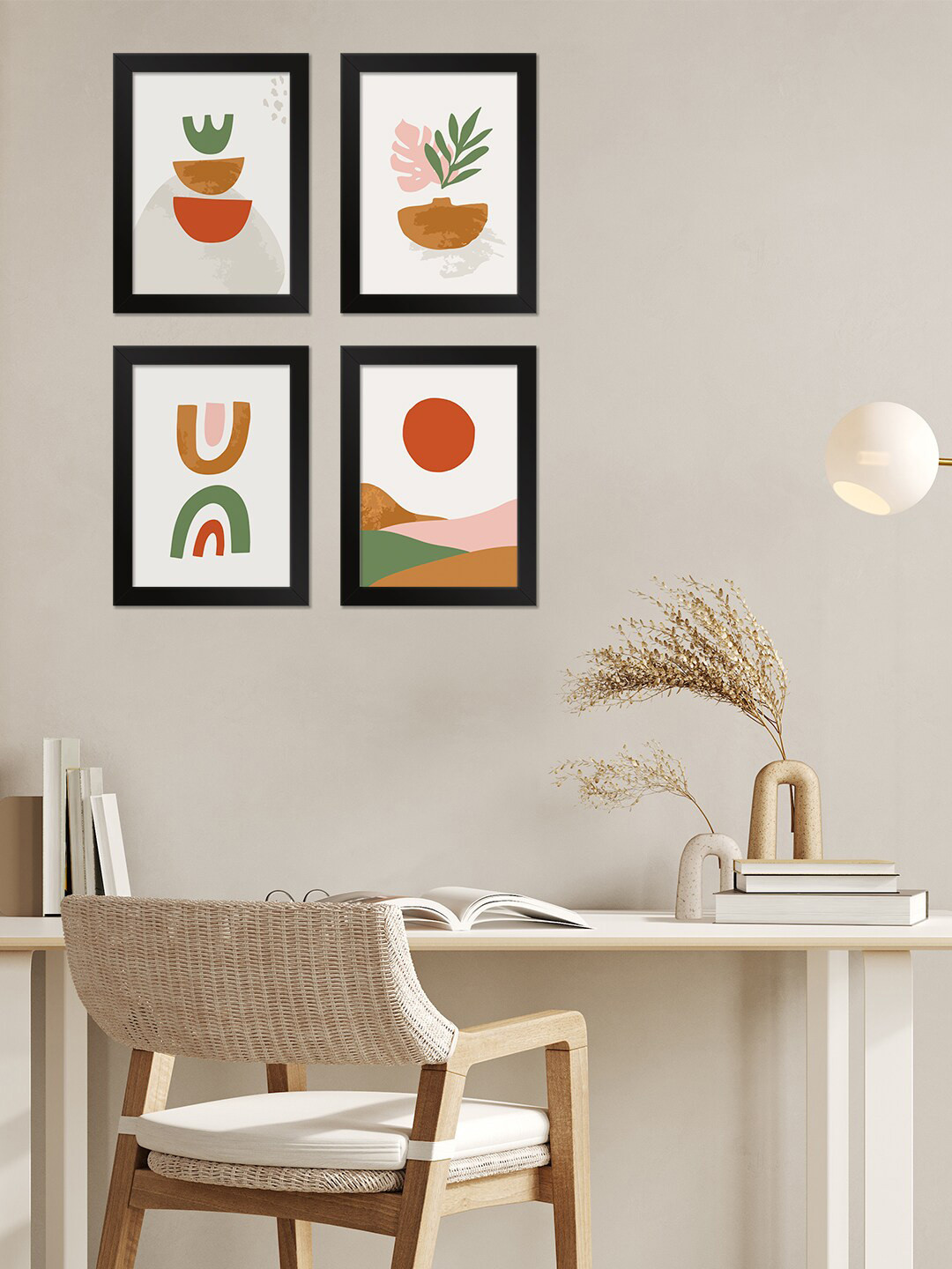 

PAPER PLANE DESIGN White & Black 4 Pieces Printed Wall Photo Frame