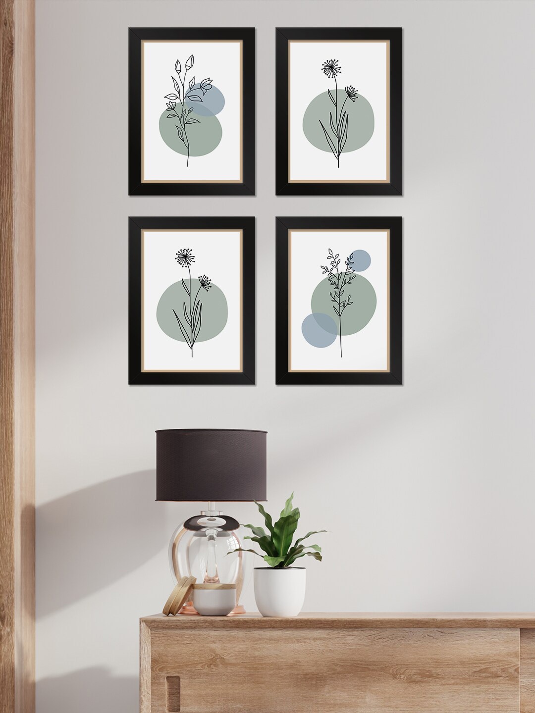 

PAPER PLANE DESIGN White & Grey 4 Pieces Printed Wall Photo Frame