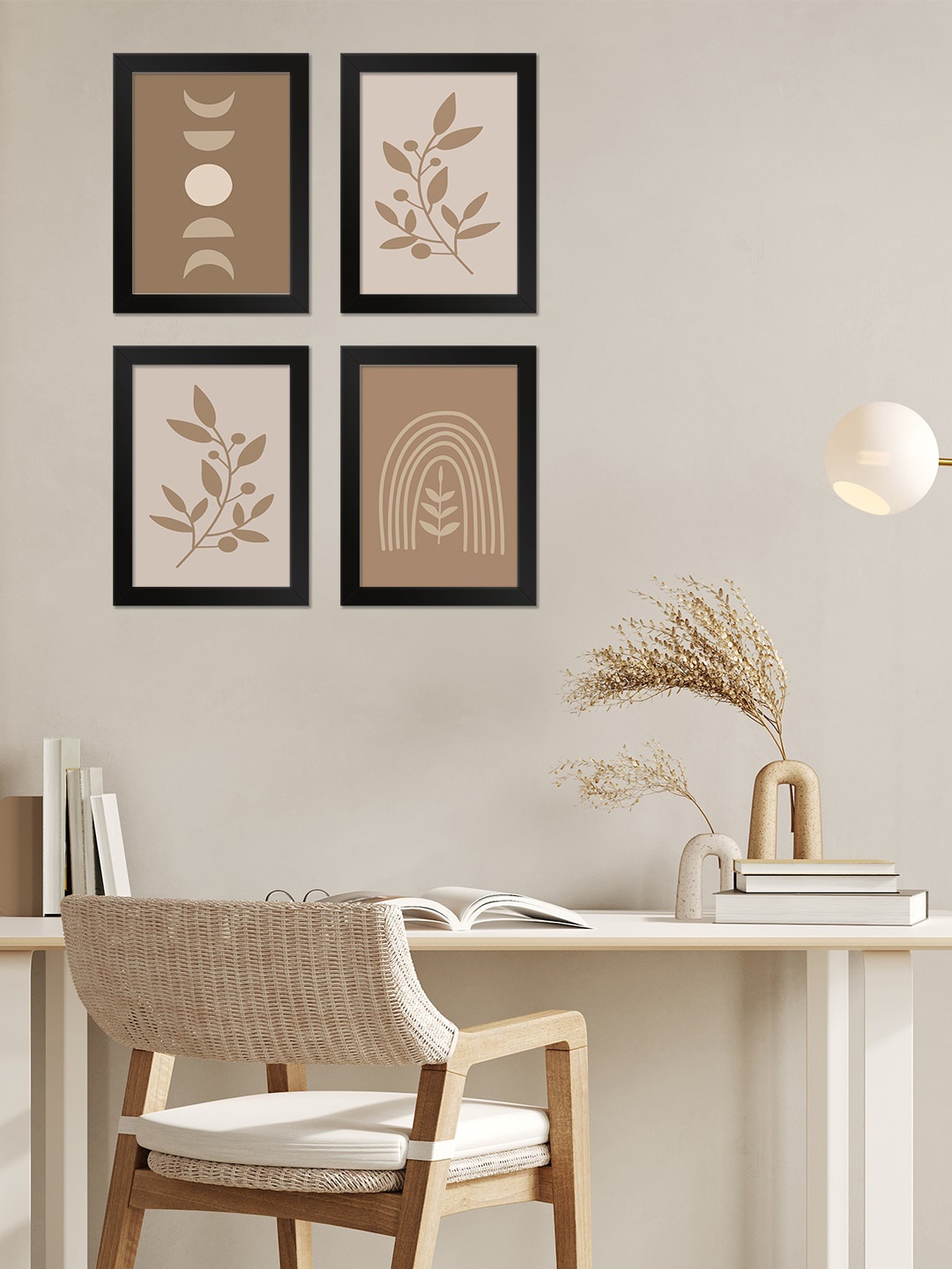 

PAPER PLANE DESIGN Brown & Black 4 Pieces Printed Wall Photo Frame