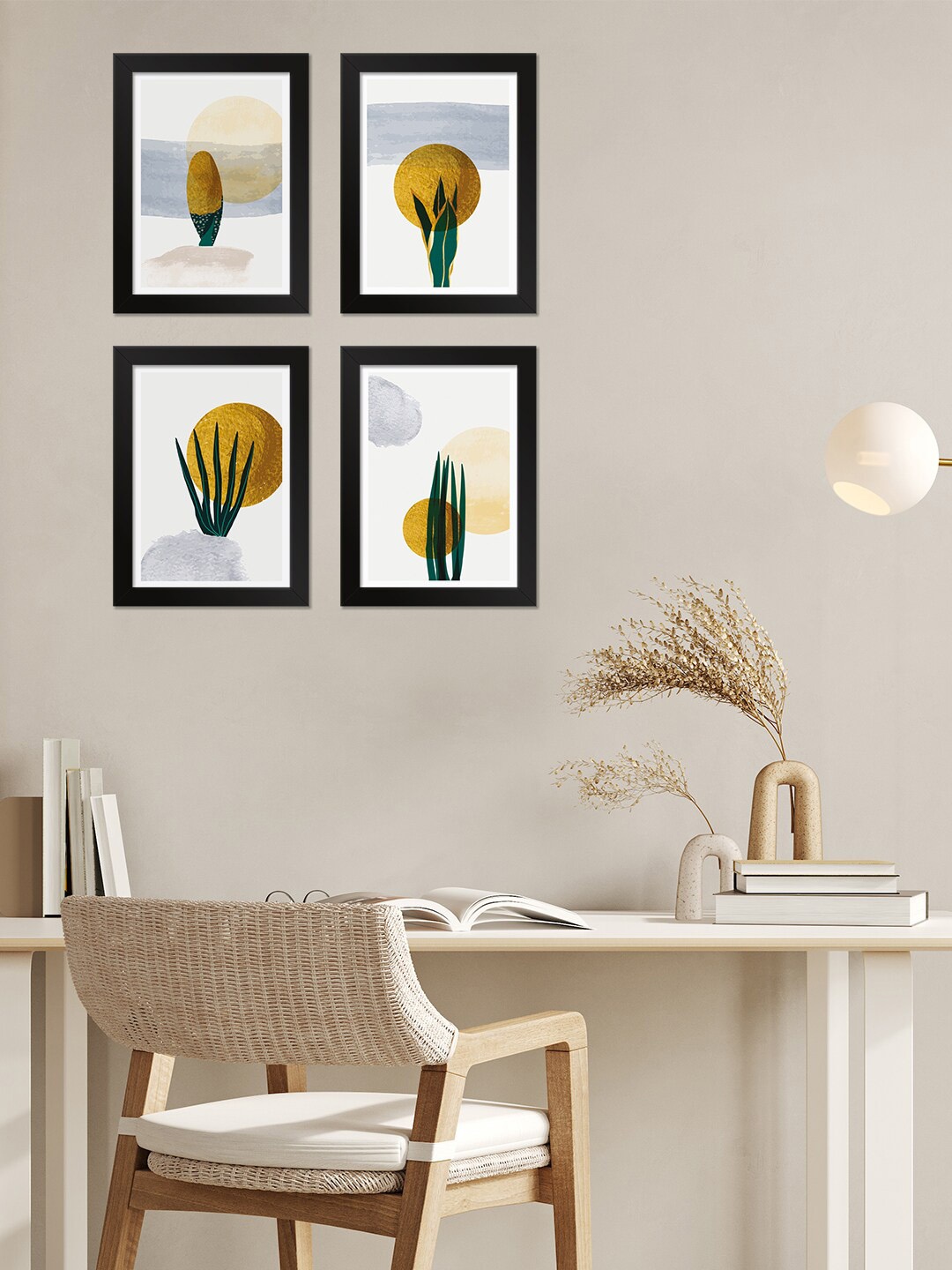 

PAPER PLANE DESIGN White & Green 4 Pieces Printed Wall Photo Frame