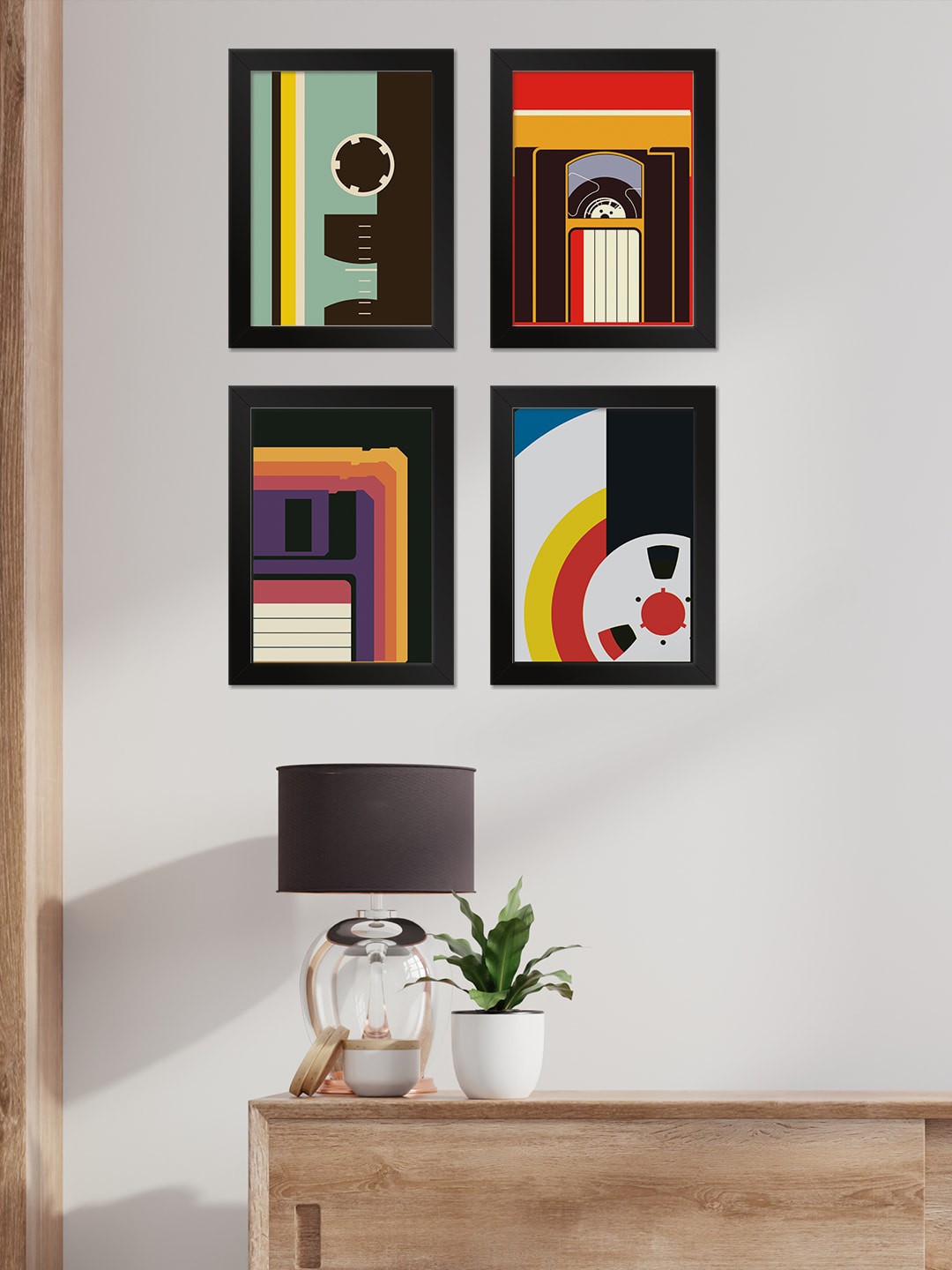 

PAPER PLANE DESIGN Black & Red 4 Pieces Printed Wall Photo Frames
