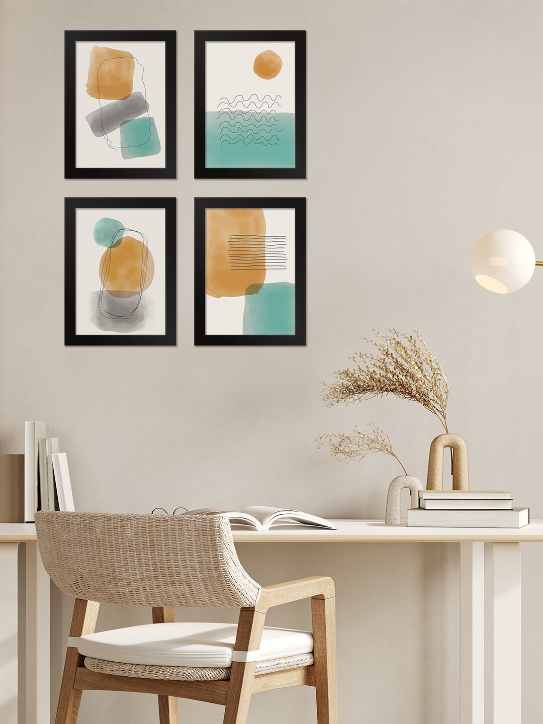 

PAPER PLANE DESIGN White & Blue 4 Pieces Printed Wall Photo Frames